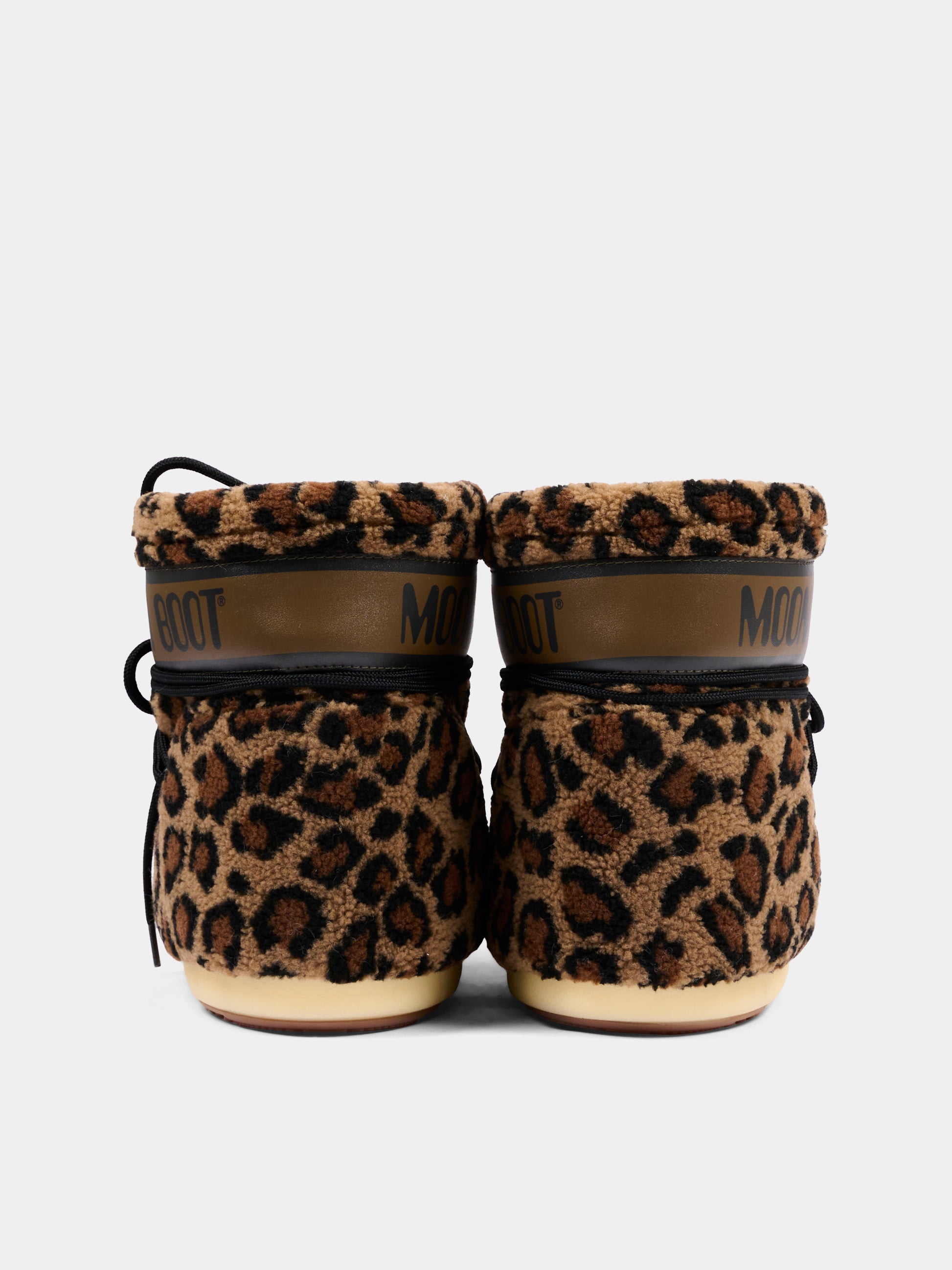 Stivali neve animalier per bambina con logo,Moon Boot,80D1409960 MM21