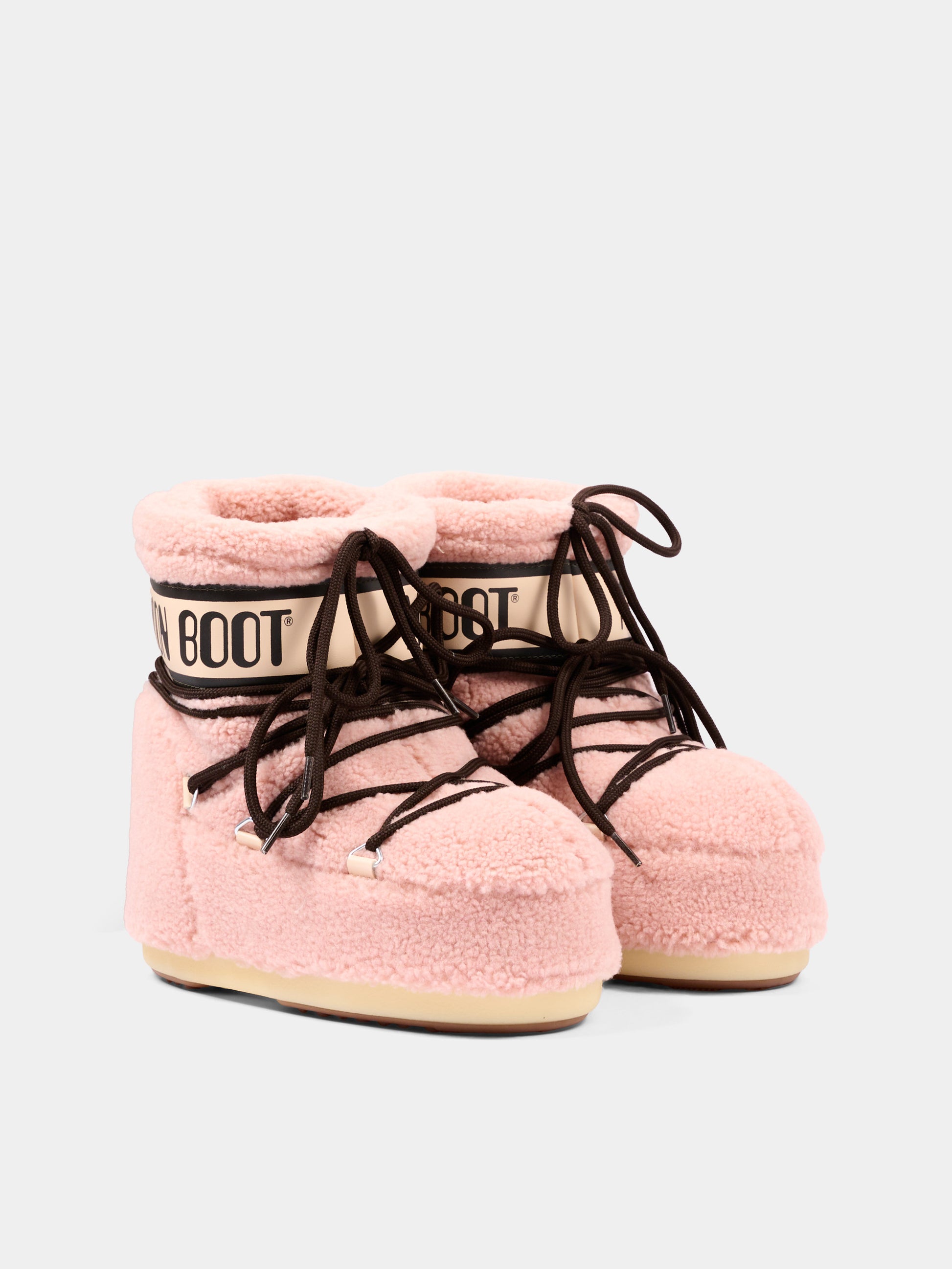 Stivali neve rosa per bambina con logo,Moon Boot,80D1409700 J001