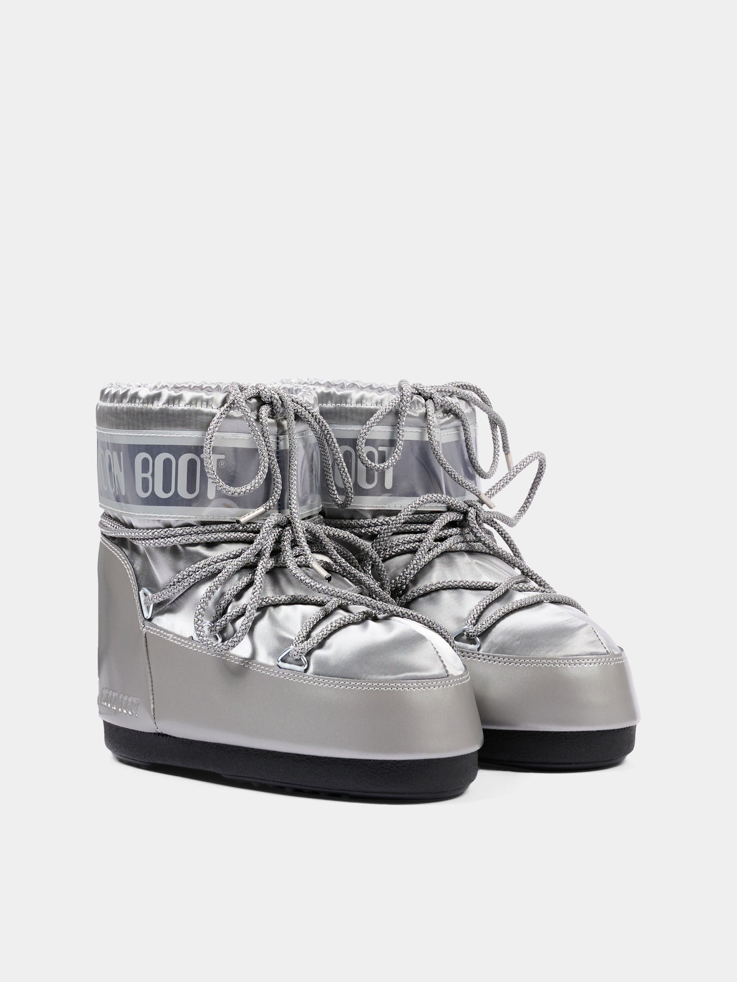 Stivali neve argento per bambina con logo,Moon Boot,80D1409350 H001