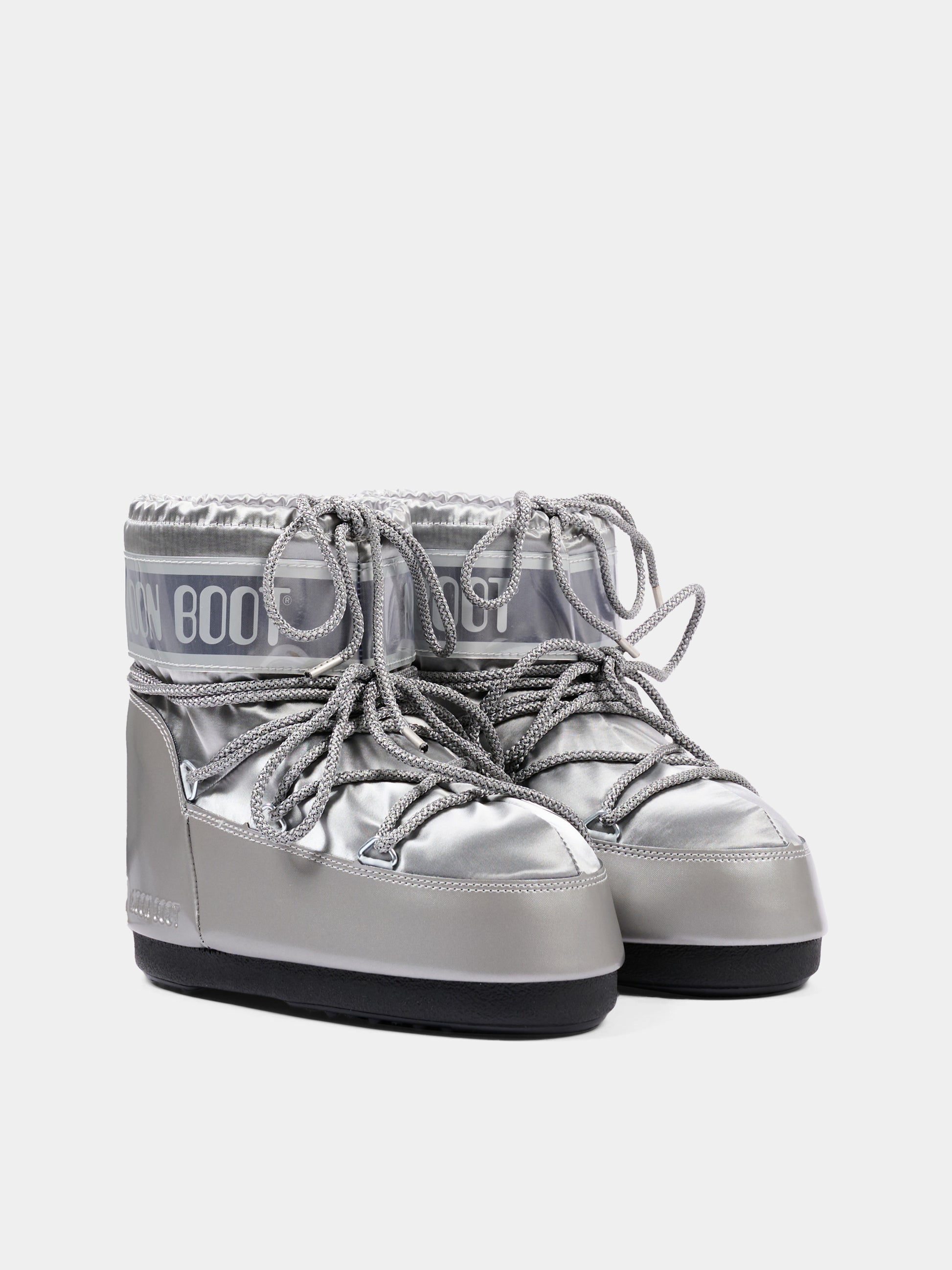 Stivali neve argento per bambina con logo,Moon Boot,80D1409350 H001