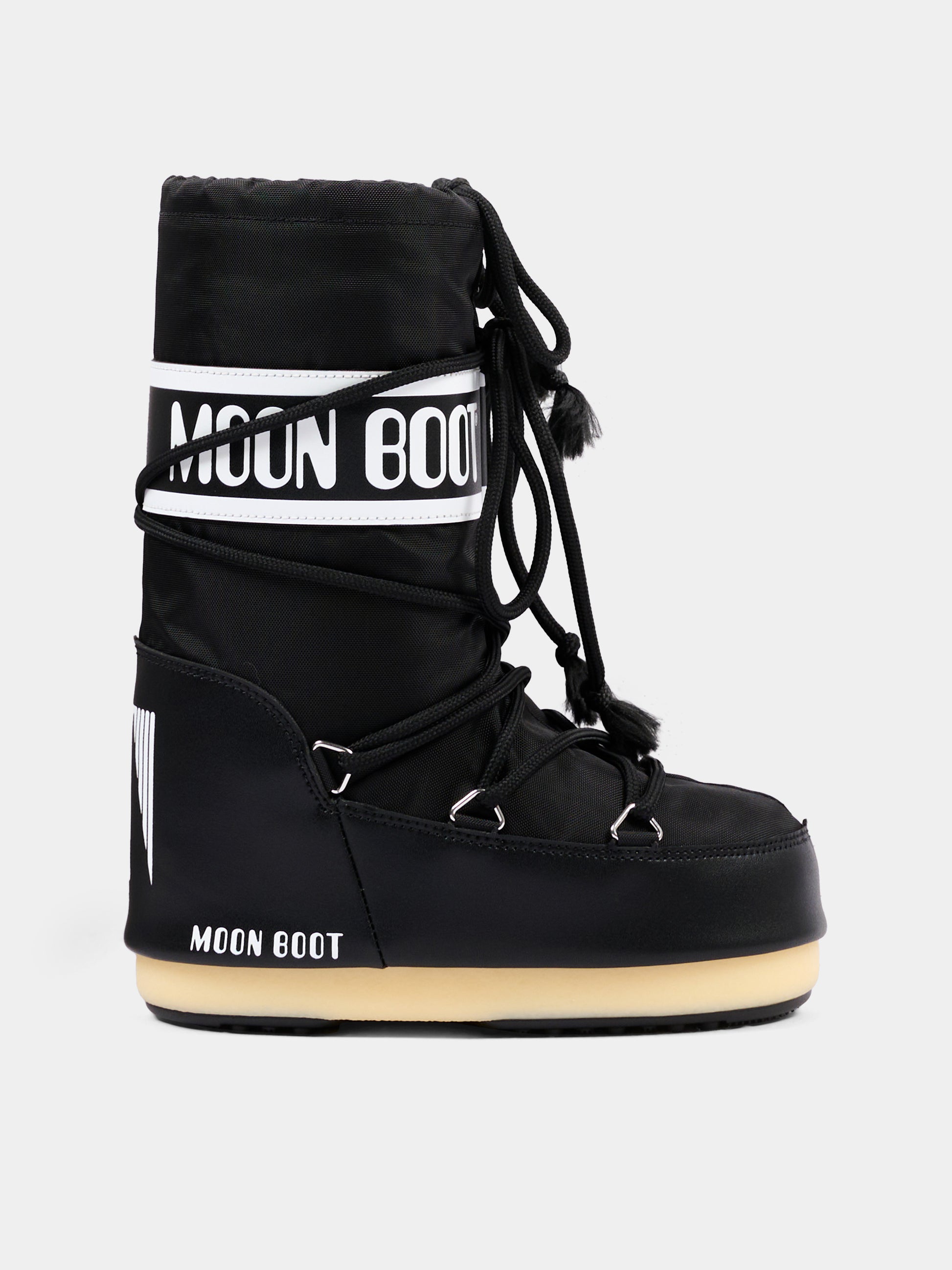 Stivali neve neri per bambini con logo,Moon Boot,80D1400440 N001