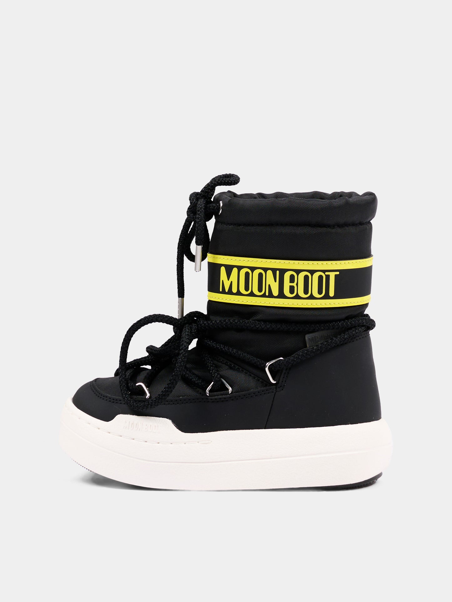 Stivali neve neri per bambini con logo,Moon Boot,80D3440020 N001