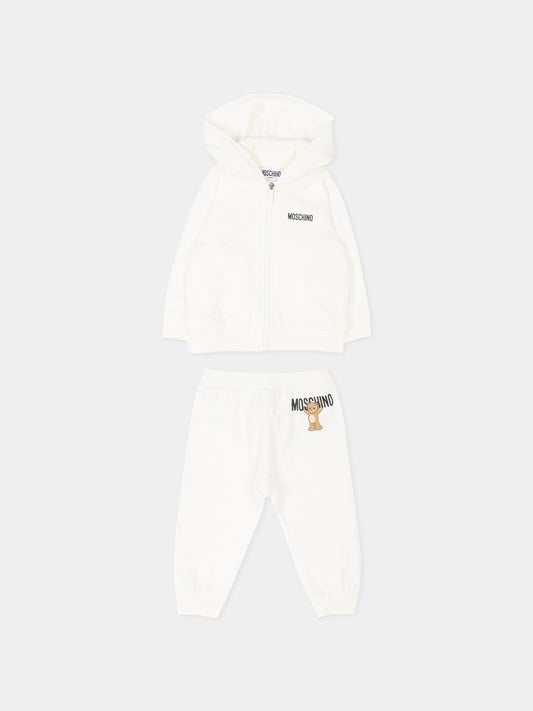 Completo sportivo avorio per neonati con Teddy Bear,Moschino Kids,MUK05G LCA40 10063