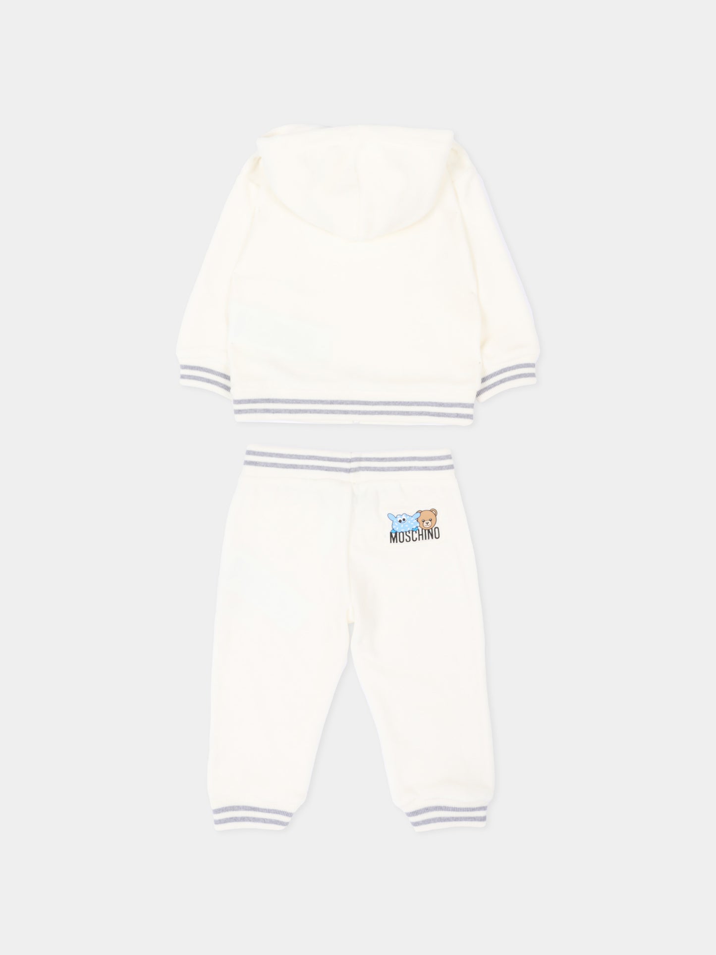 Completo sportivo avorio per neonati con Teddy Bear,Moschino Kids,MUK05B LGA07 10063