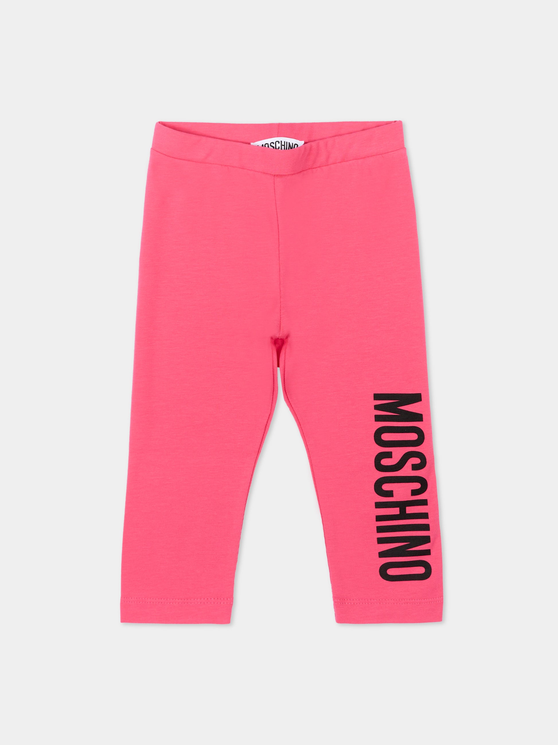 Leggings fucsia per neonata con logo,Moschino Kids,MDP03H LBA11 50541