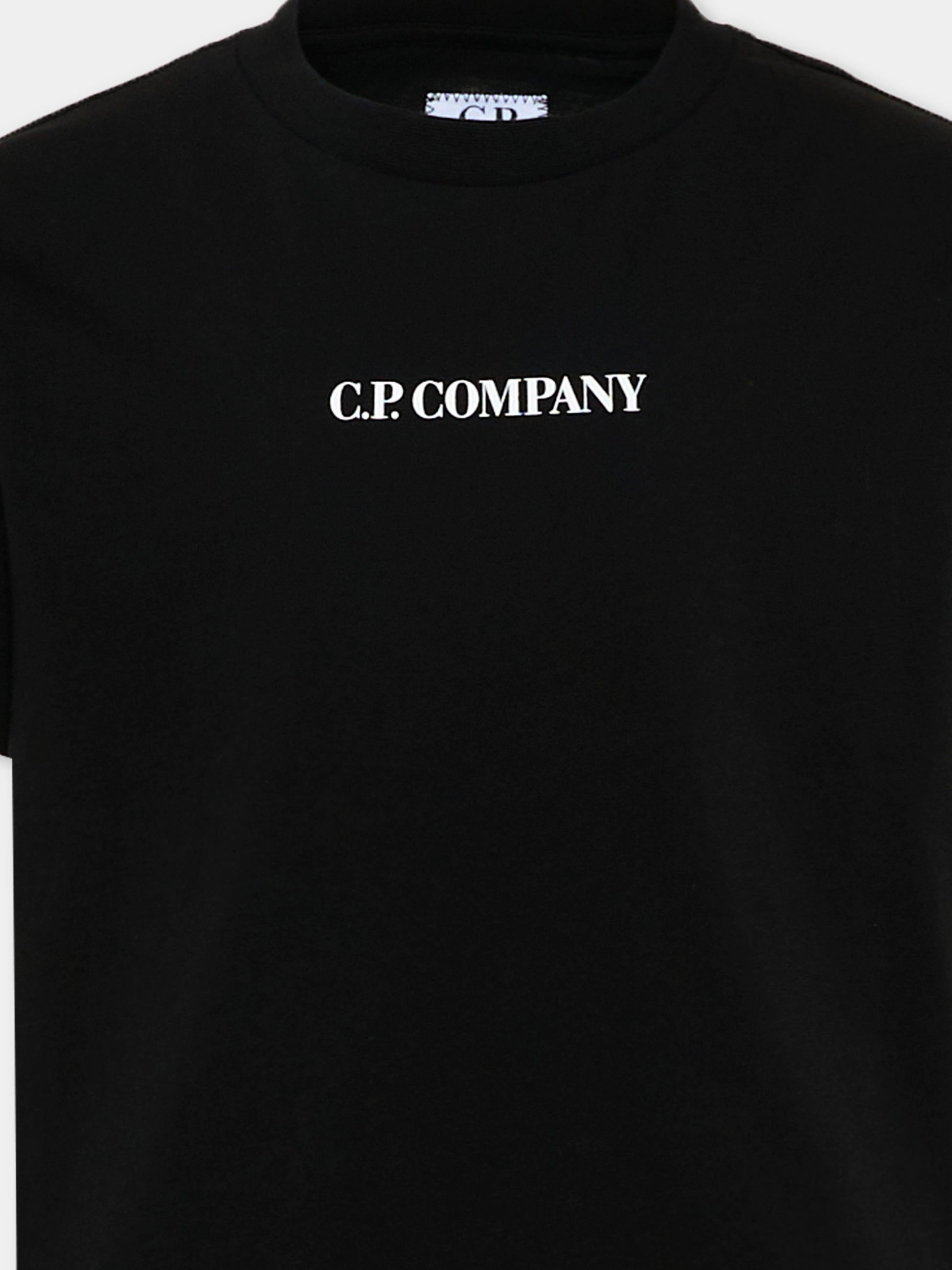 T-Shirt nera per bambino con logo,C. P. Company,CRM00L LAA17 60100