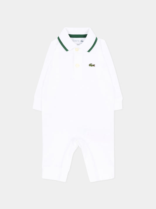 Tutina bianca per neonato con logo,Lacoste,7185 W8L