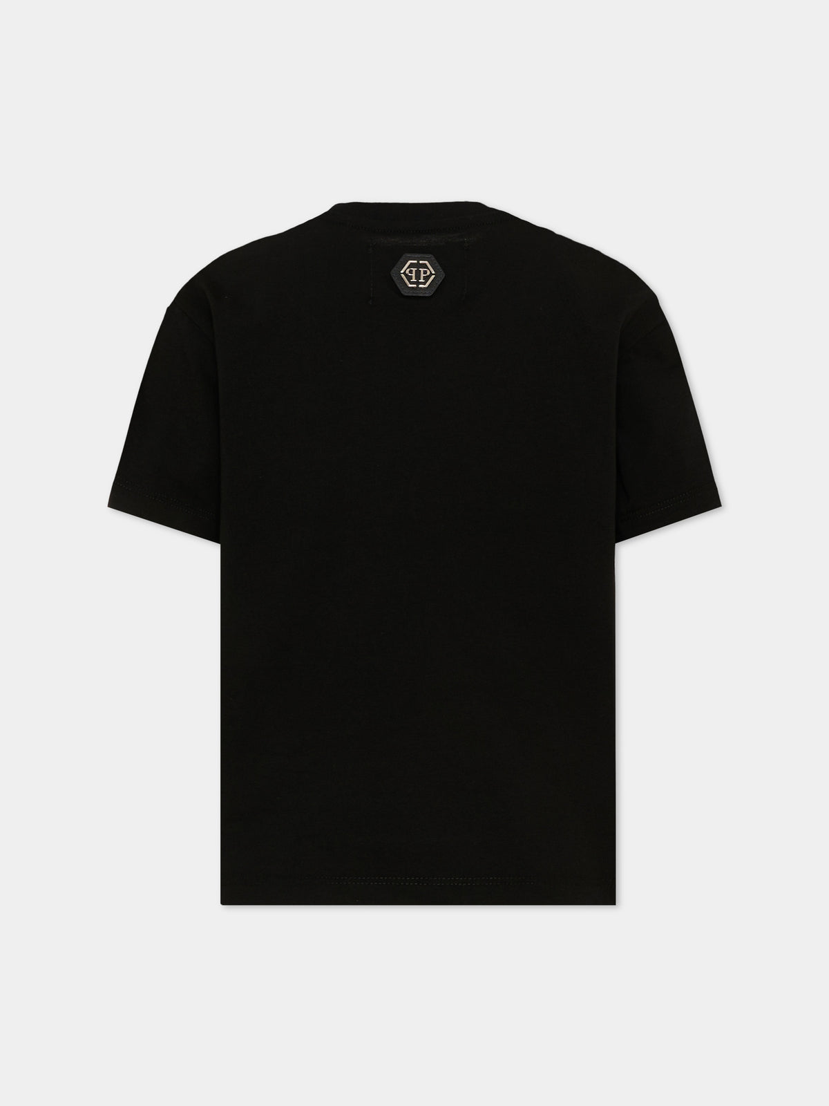 T-Shirt nera per bambino con logo,Philipp Plein Junior,F6PHJBTH093 110