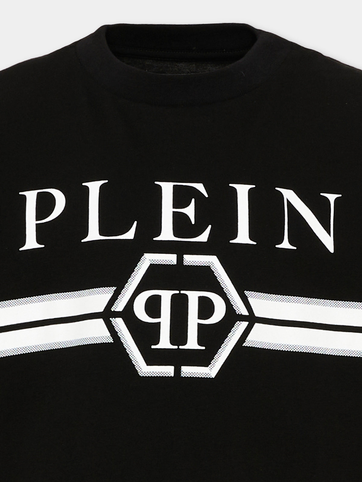 T-Shirt nera per bambino con logo,Philipp Plein Junior,F6PHJBTH093 110