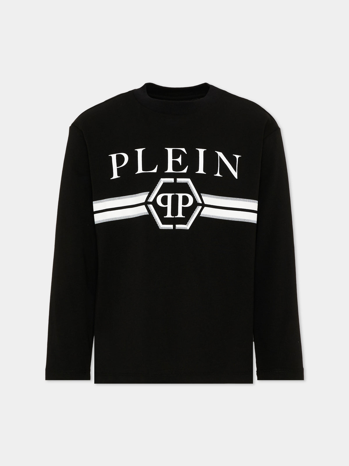T-Shirt nera per bambino con logo,Philipp Plein Junior,F6PHJBTH094 110