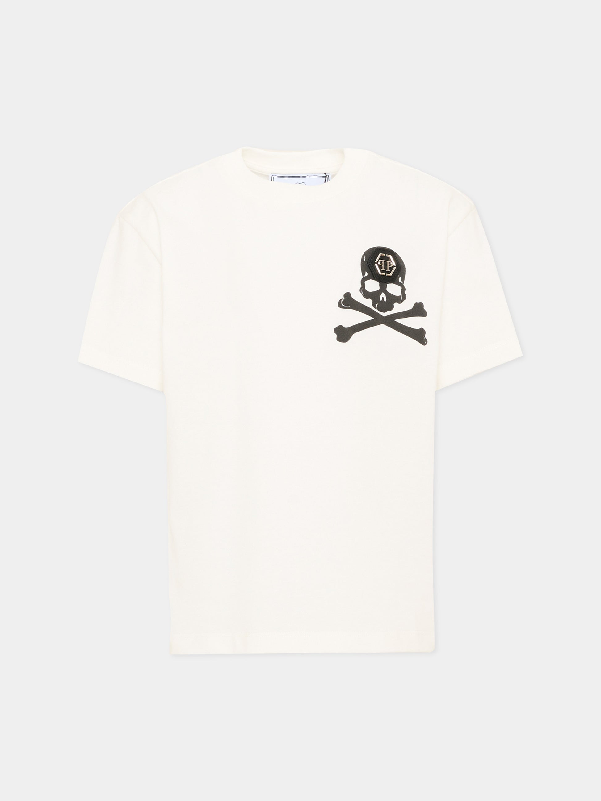 T-Shirt avorio per bambino con logo,Philipp Plein Junior,F6PHJBTH157 002