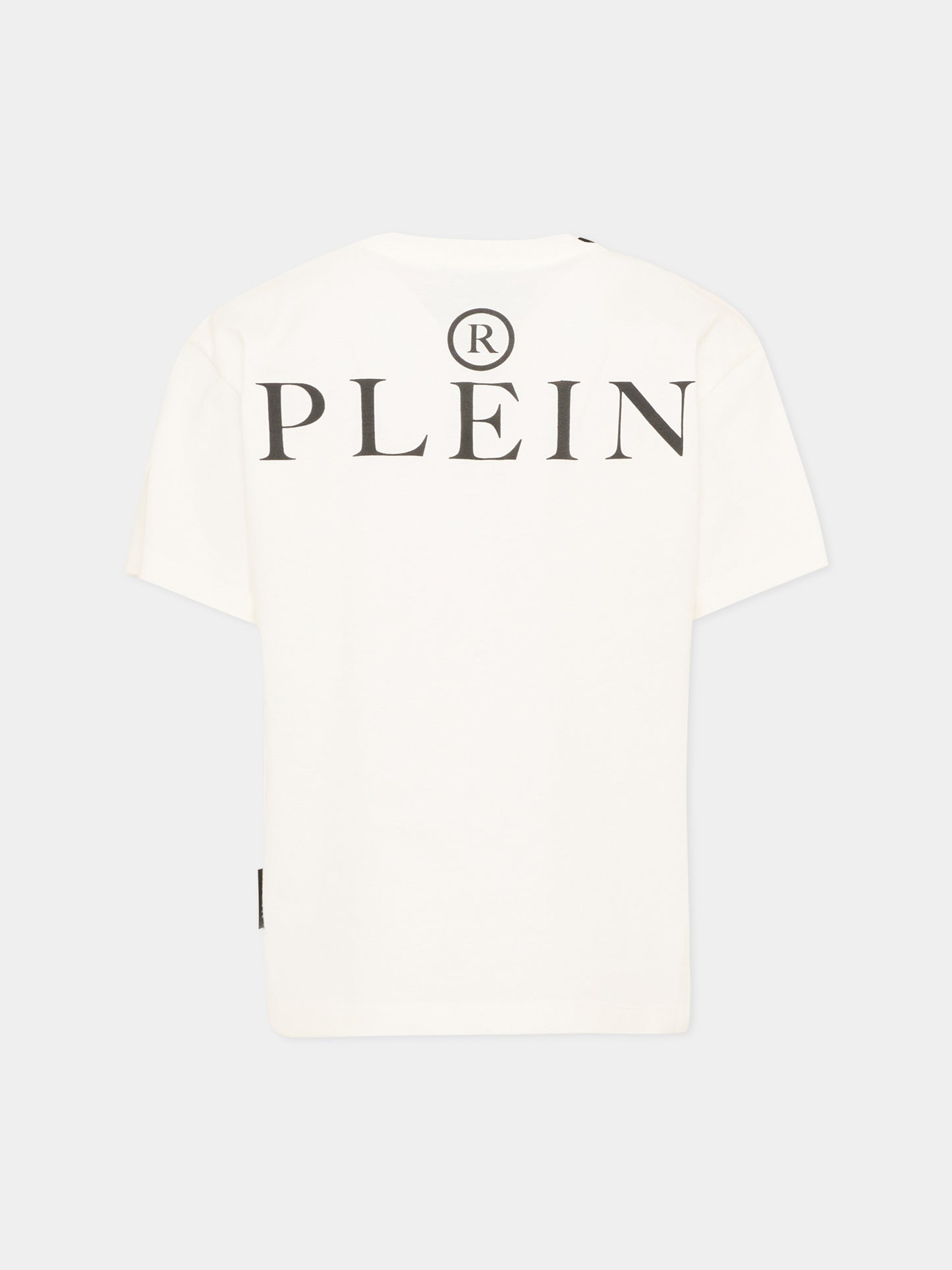 T-Shirt avorio per bambino con logo,Philipp Plein Junior,F6PHJBTH157 002