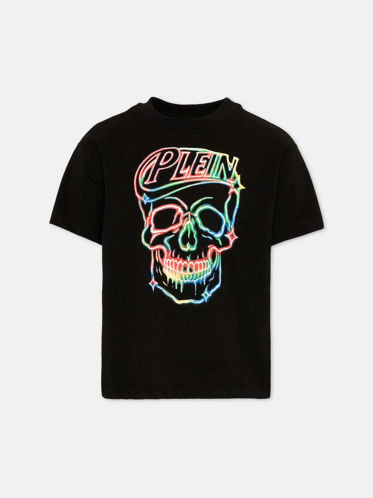 T-shirt nera per bambino con logo,Philipp Plein Junior,F6PHJBTH167 110