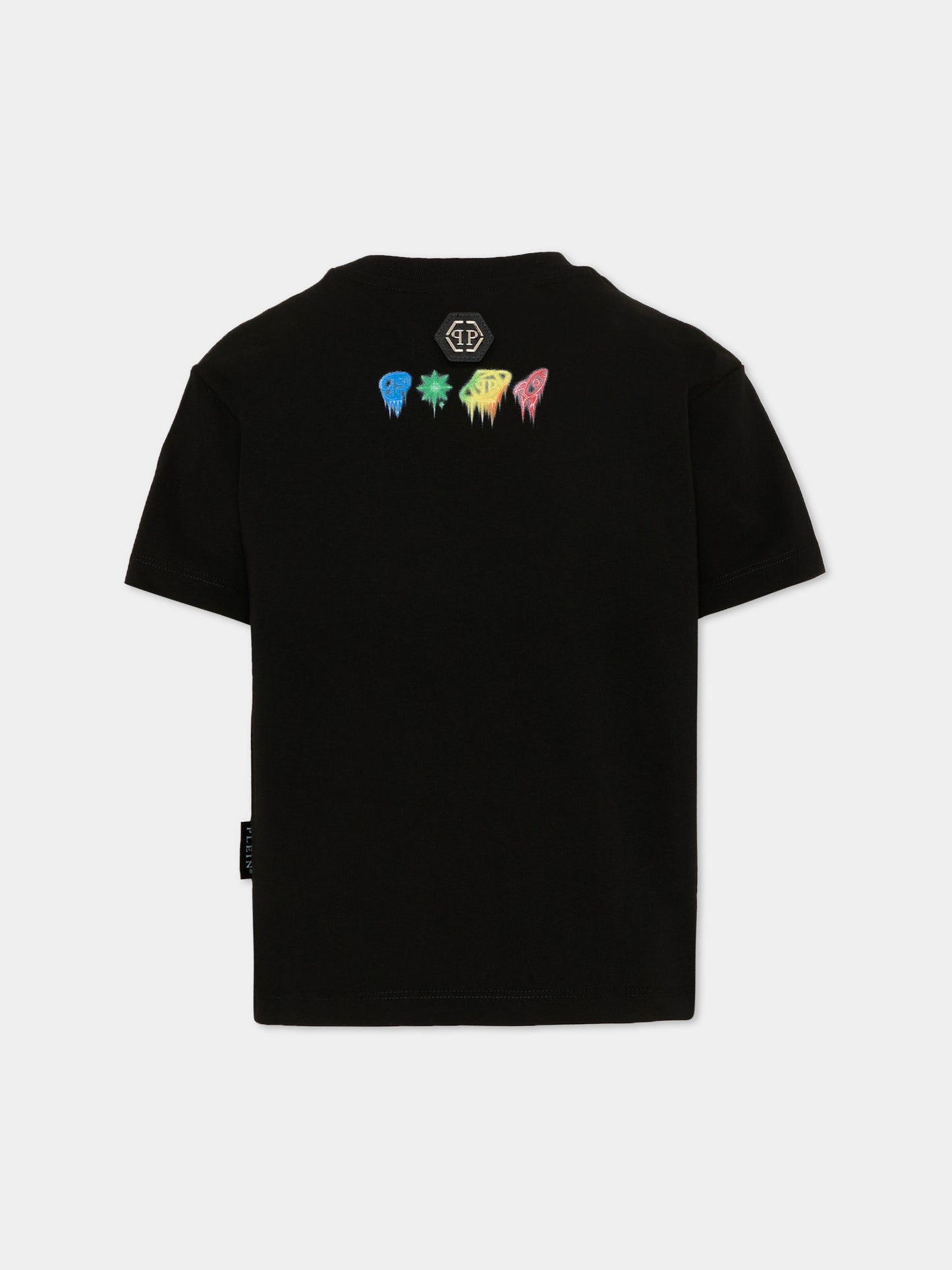T-shirt nera per bambino con logo,Philipp Plein Junior,F6PHJBTH167 110
