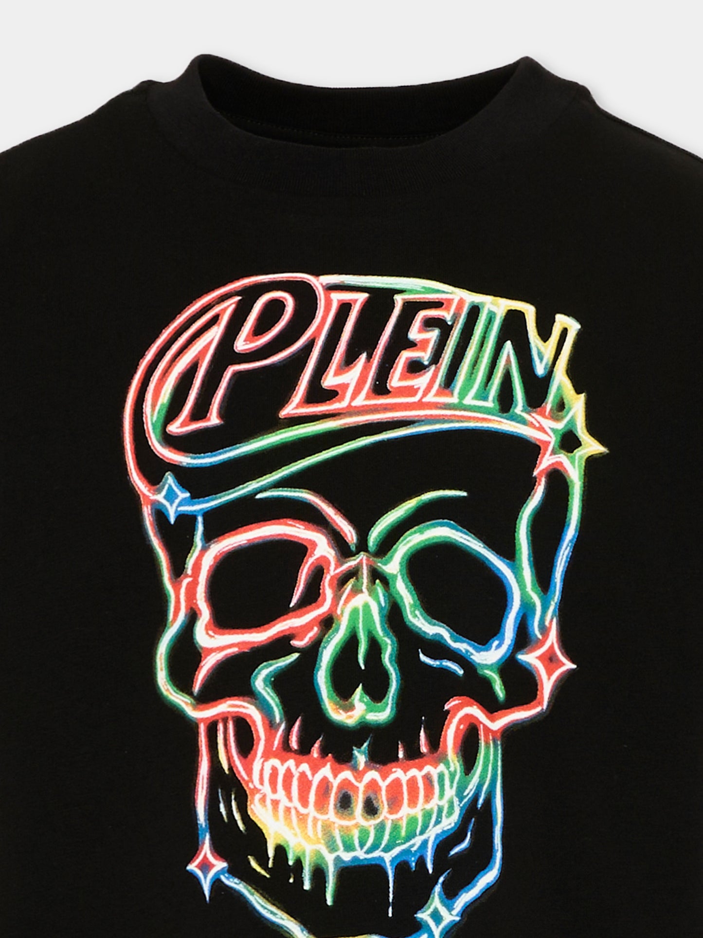 T-shirt nera per bambino con logo,Philipp Plein Junior,F6PHJBTH167 110