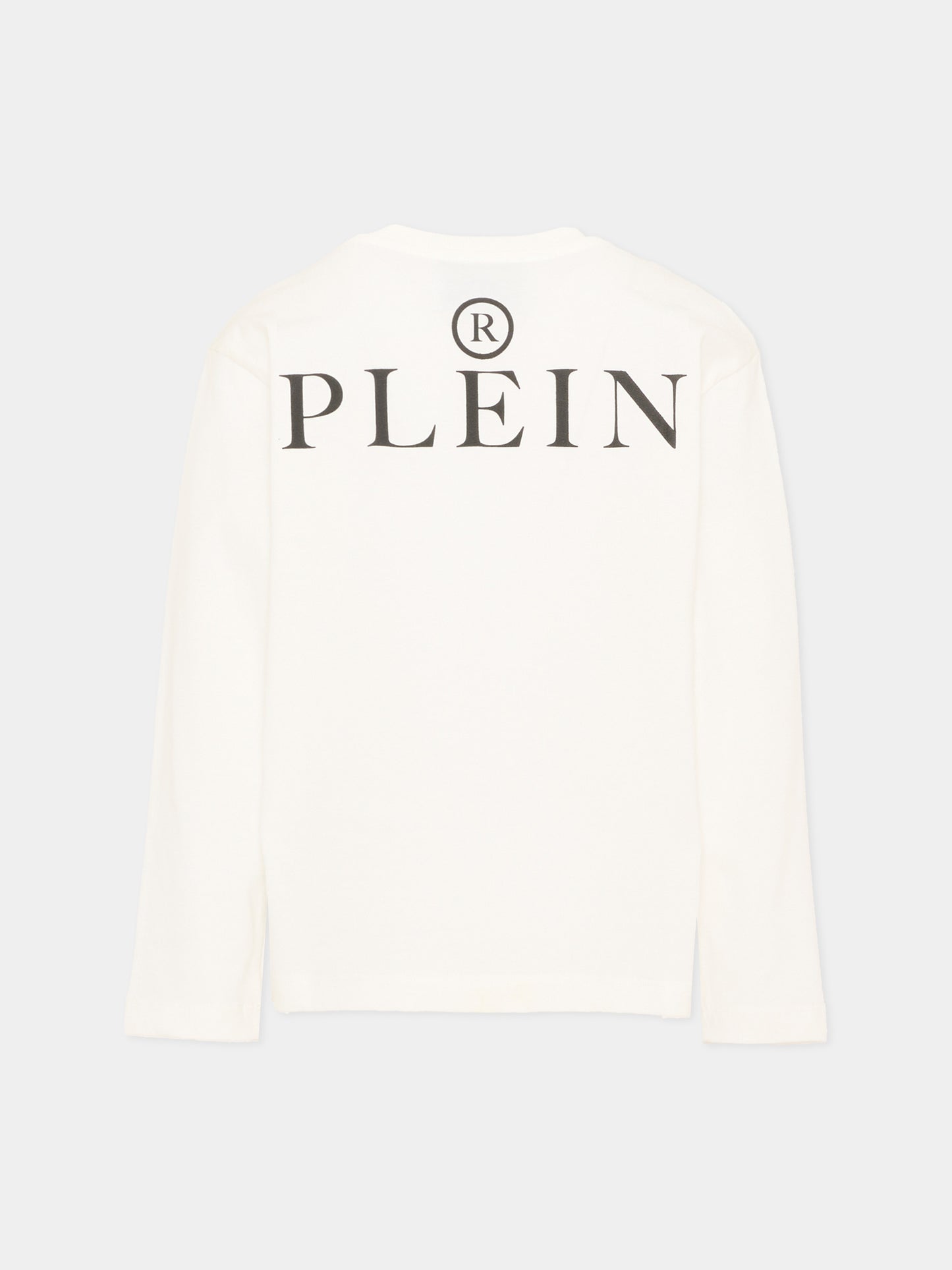 T-Shirt avorio per bambino con logo,Philipp Plein Junior,F6PHJBTH168 002