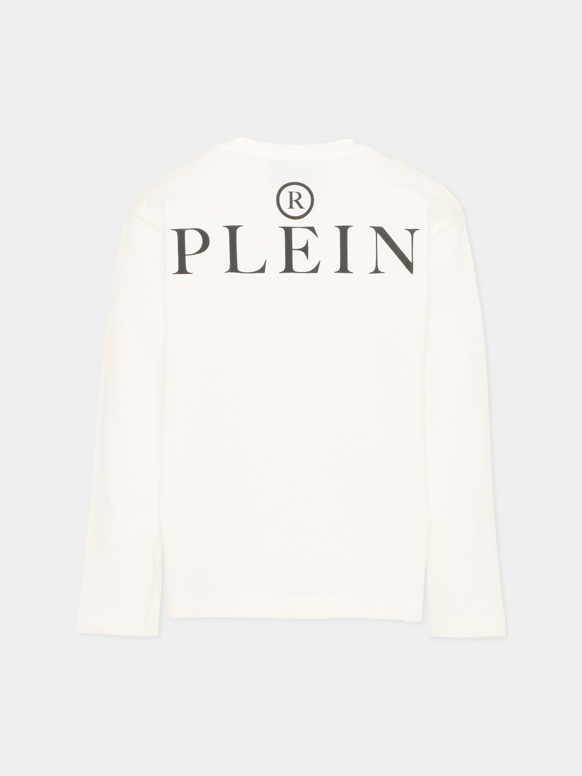T-Shirt avorio per bambino con logo,Philipp Plein Junior,F6PHJBTH168 002