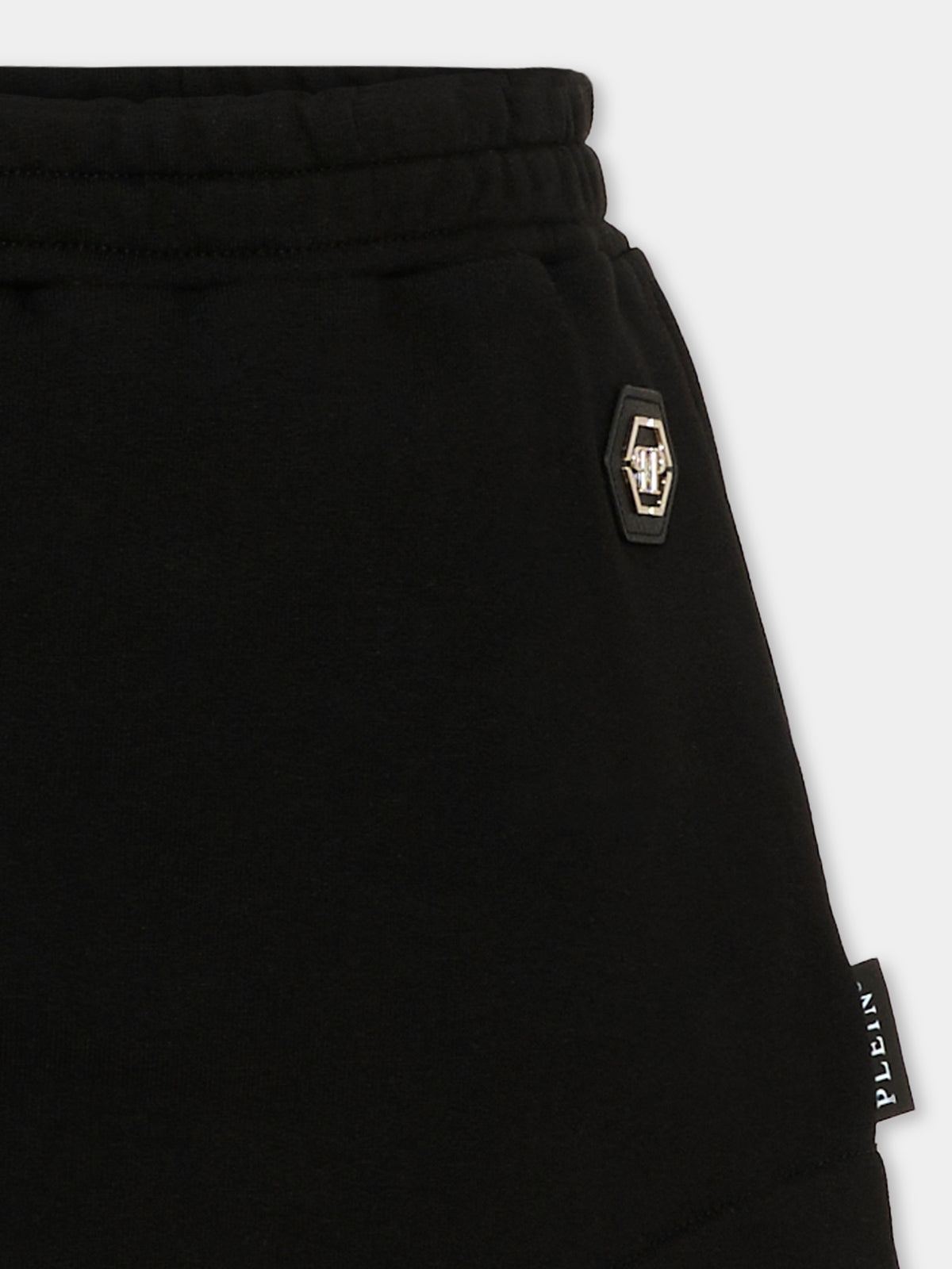 Gonna nera per bambina con logo,Philipp Plein Junior,F6PHJGSK091 110