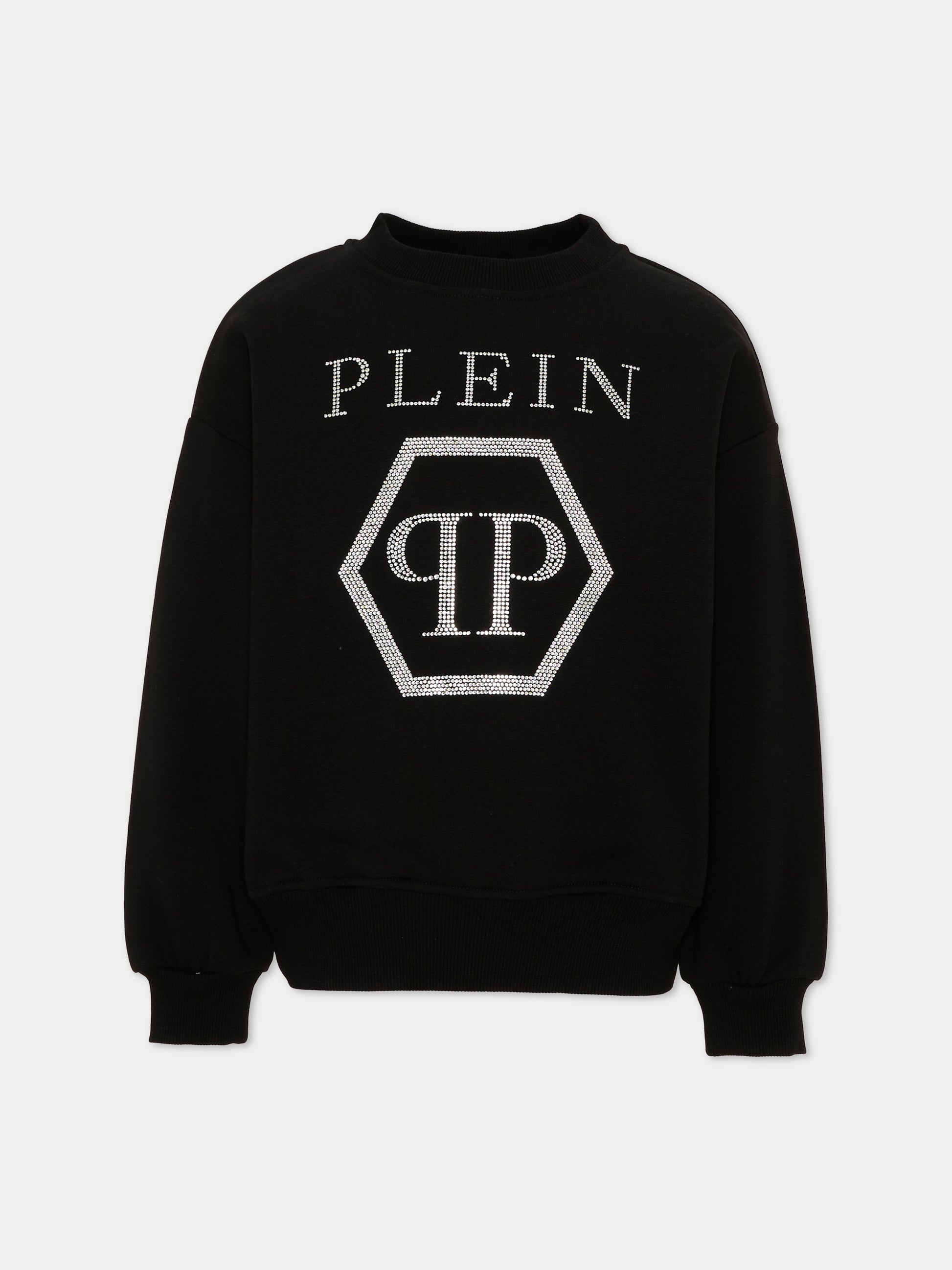 Felpa nero per bambina con logo,Philipp Plein Junior,F6PHJGSW021 110