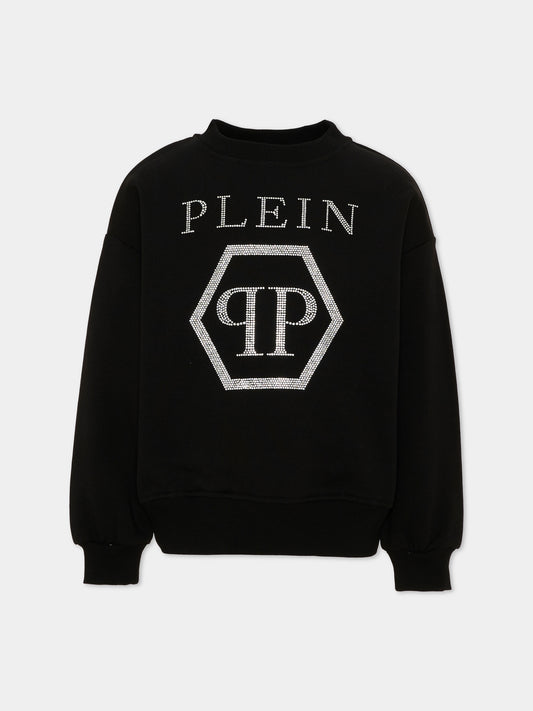 Felpa nero per bambina con logo,Philipp Plein Junior,F6PHJGSW021 110