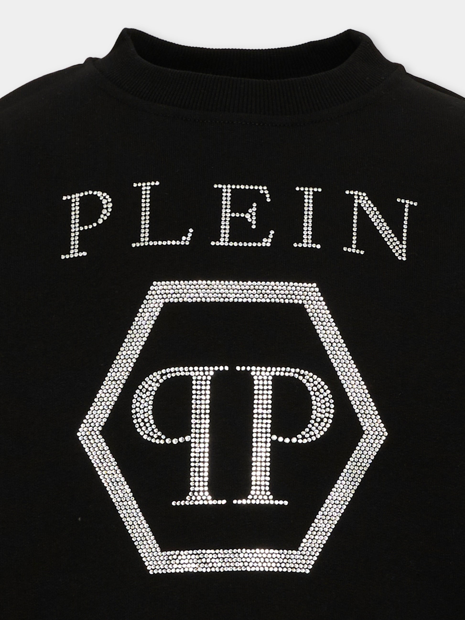 Felpa nero per bambina con logo,Philipp Plein Junior,F6PHJGSW021 110