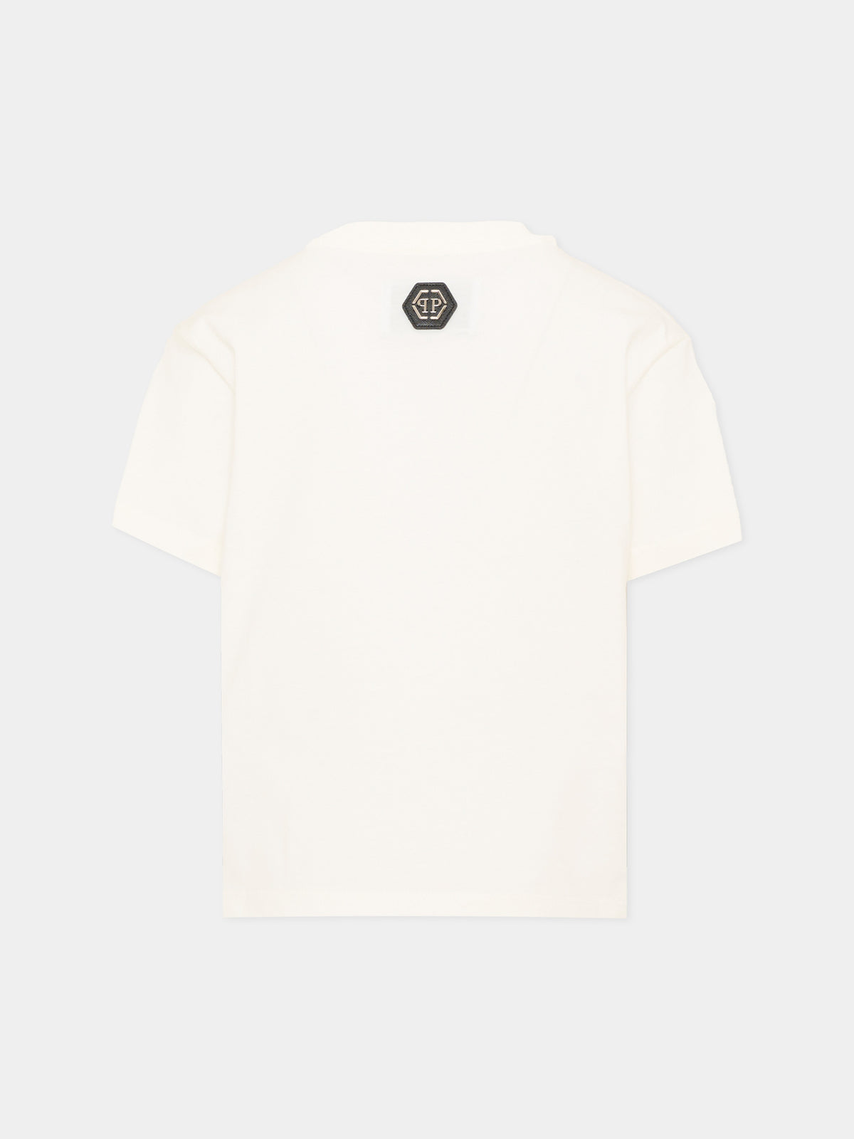 T-Shirt avorio per bambina con logo animalier,Philipp Plein Junior,F6PHJGTH061 002