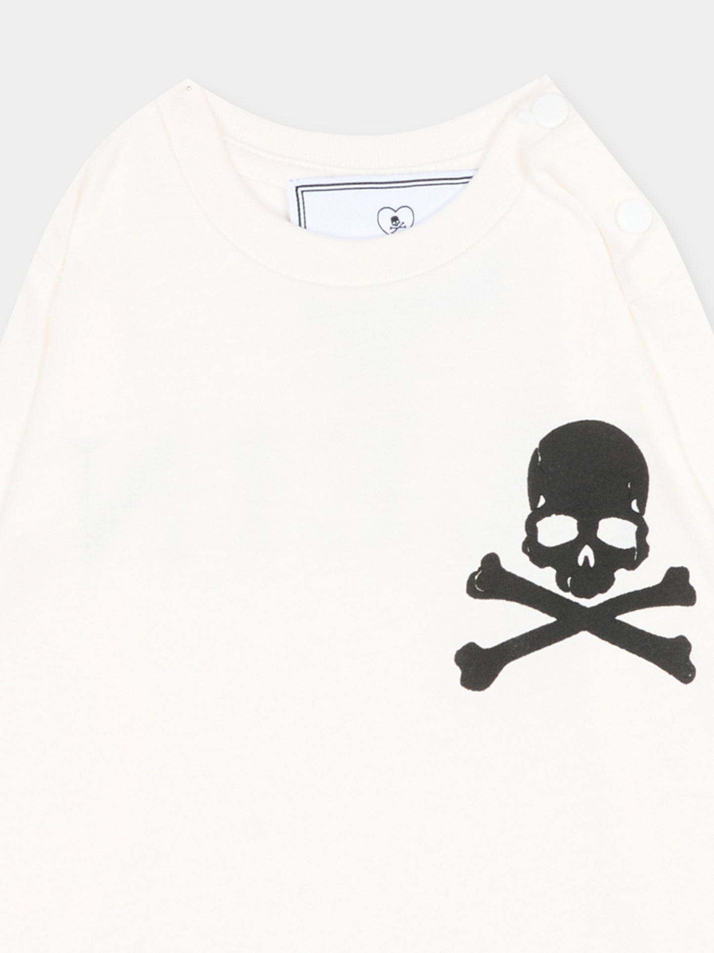 T-Shirt avorio per neonata con logo,Philipp Plein Junior,F6PHNBTH178 002