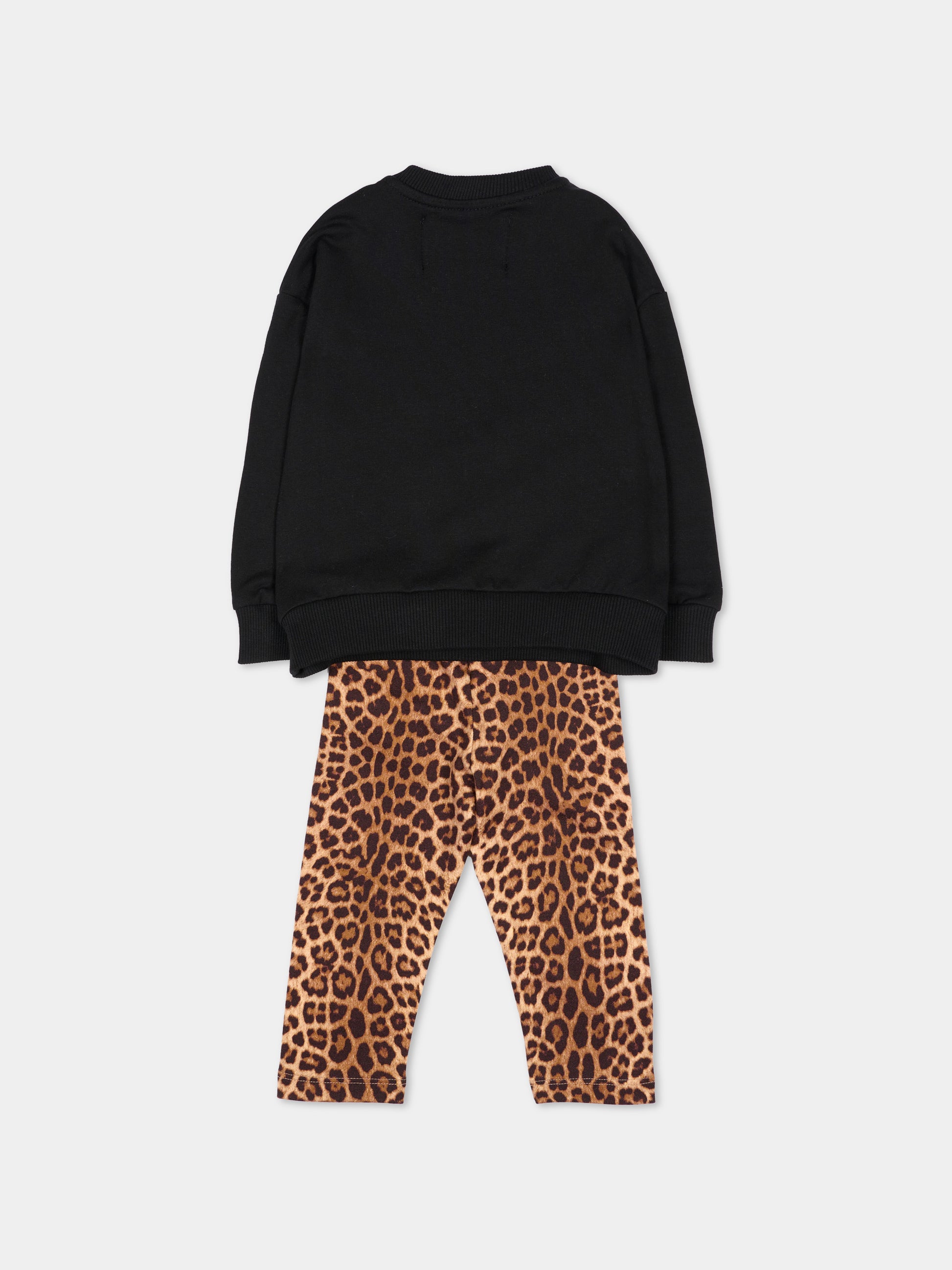 Completo sportivo lungo nero per neonata animalier,Philipp Plein Junior,F6PHNGML184 110