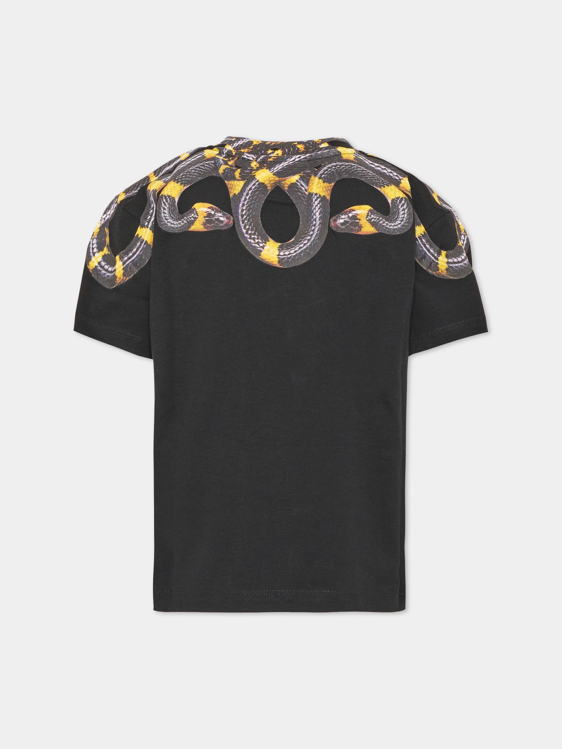 T-shirt a manica corta nera per bambino con stampa serpente,County Of Milan Kids,F6CMJBTH022 110