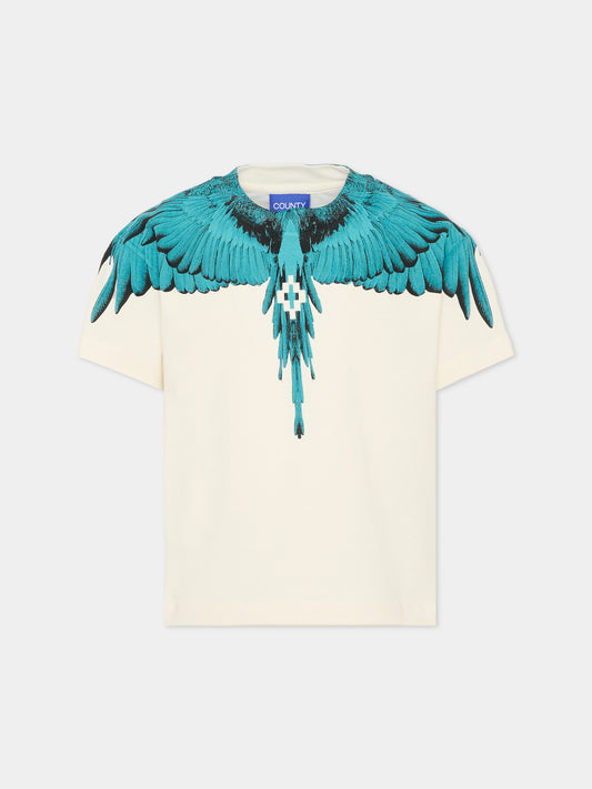 T-shirt ivoire pour garçon avec des ailes