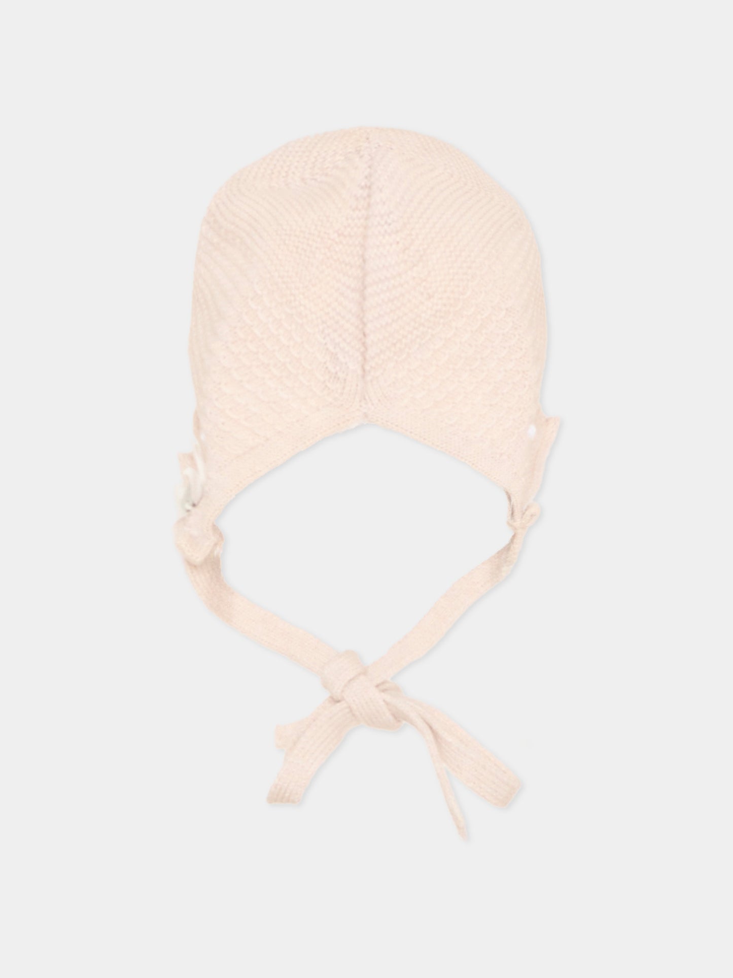 Cuffietta beige per neonata in tricot,Paz Rodríguez,011 123495 7901 H82