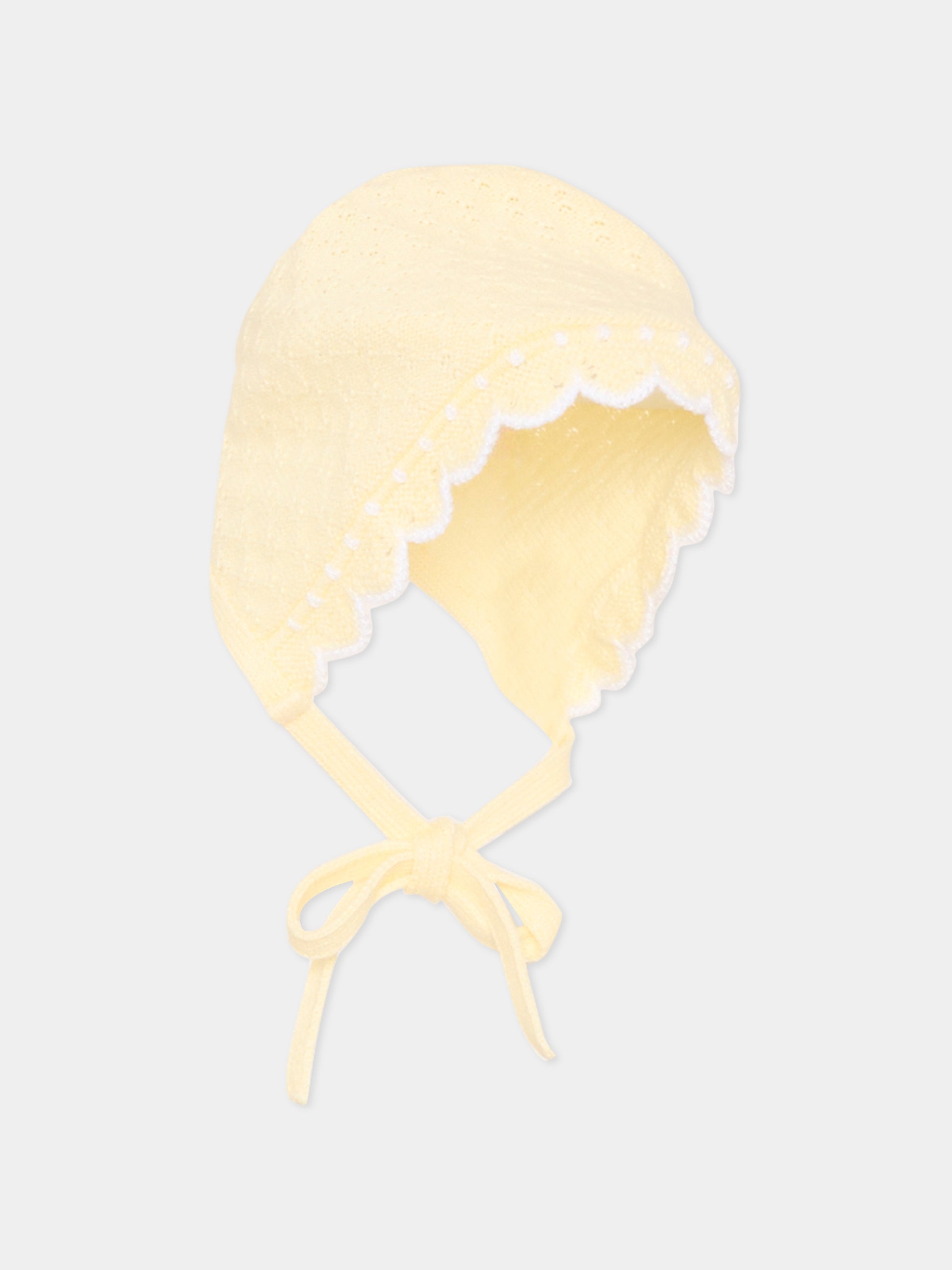 Cuffietta gialla in tricot per neonati,Paz Rodríguez,011 123520 0501 H82