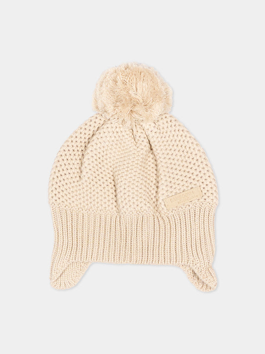 Cappello avorio per neonato con pompon,Bamboom,1279 WARM WHITE