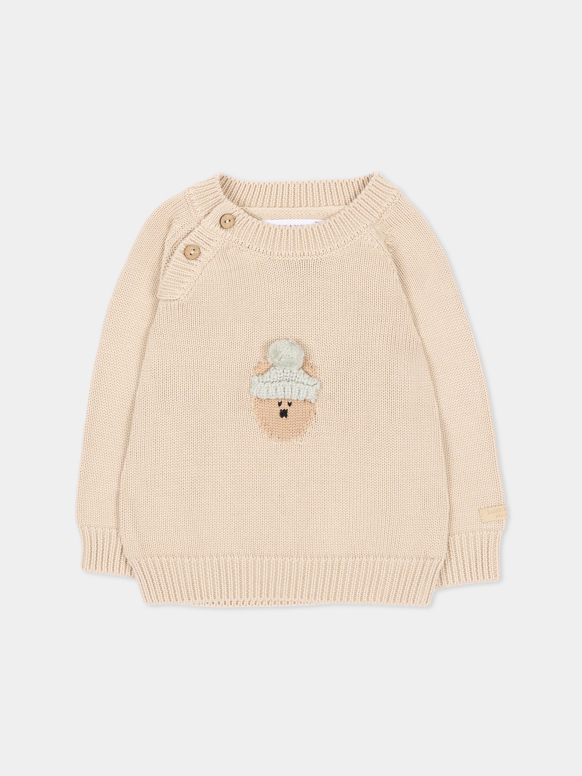 Maglione avorio per neonati con ricamo,Bamboom,1275 WARM WHITE