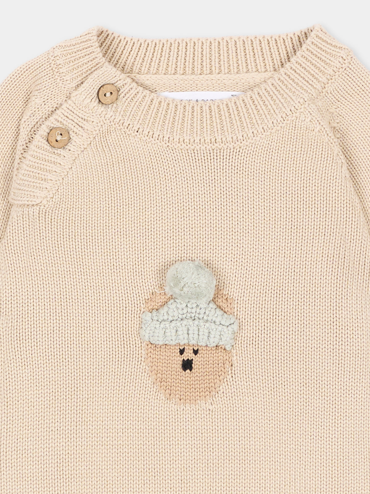 Maglione avorio per neonati con ricamo,Bamboom,1275 WARM WHITE