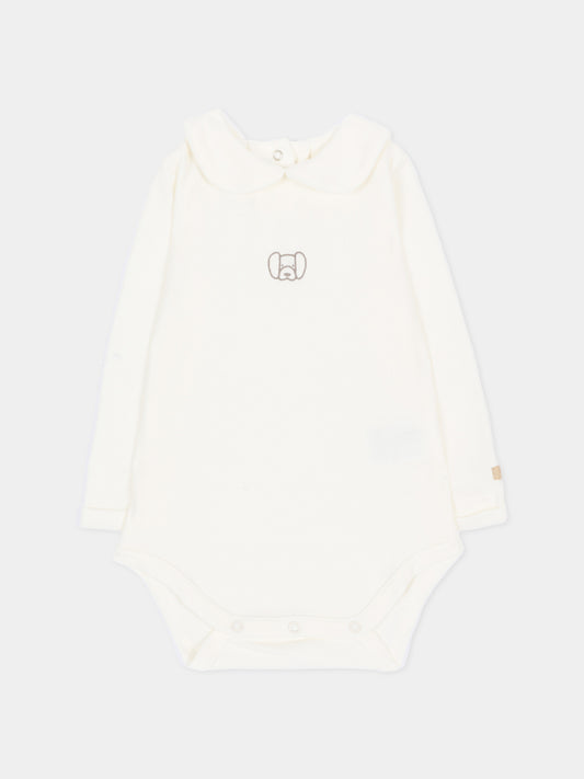 Body avorio per neonati con ricamo,Bamboom,1204TE00087 NATURAL WHITE