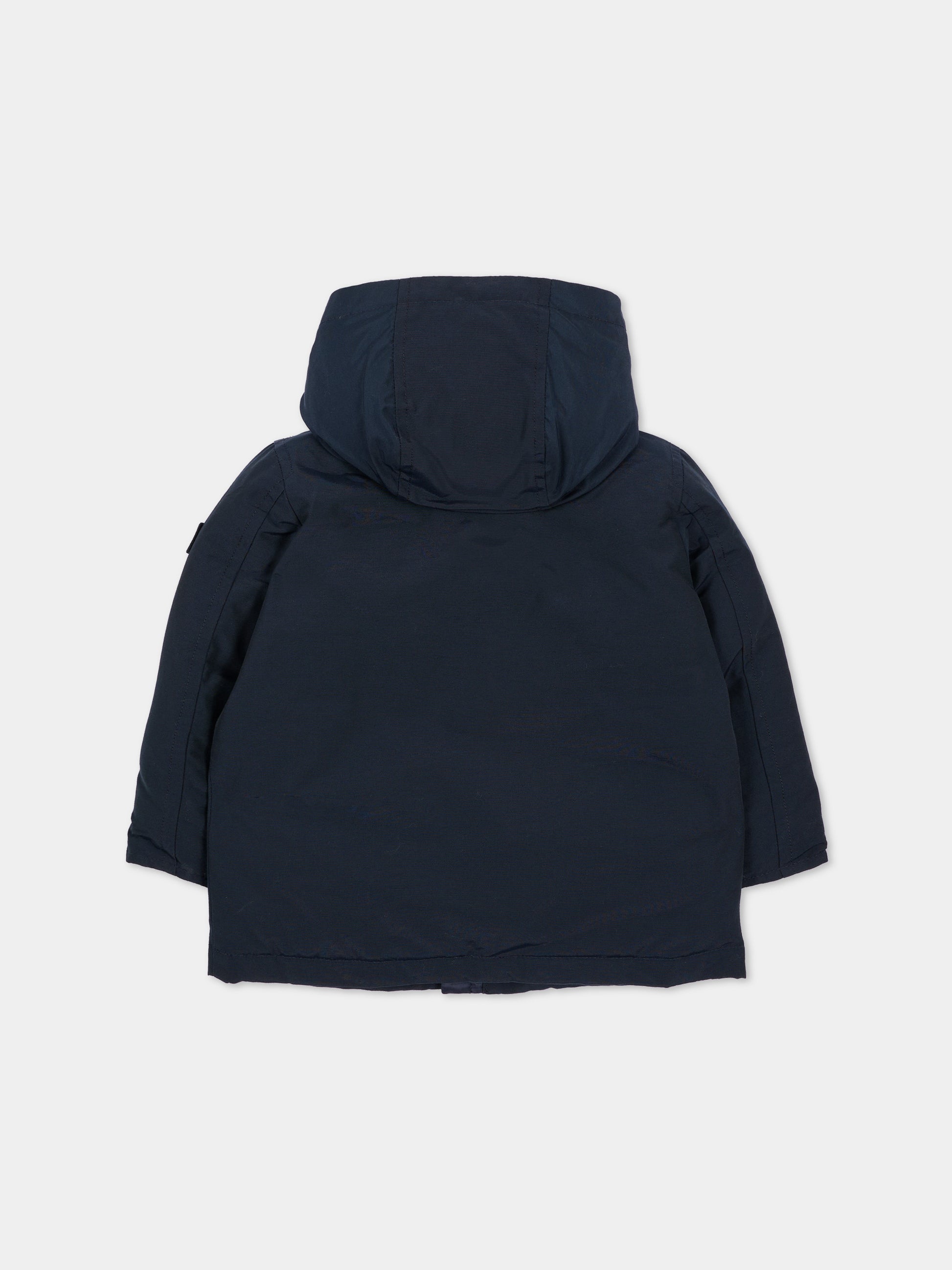 Piumino blu per neonati con cappuccio,Woolrich Kids,CFWKOU0484MBUT0641 UT0641 MLB