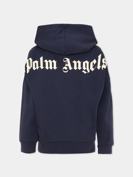 Felpa con cappuccio blu con logo,Palm Angels,F6PAJBHS011 1528
