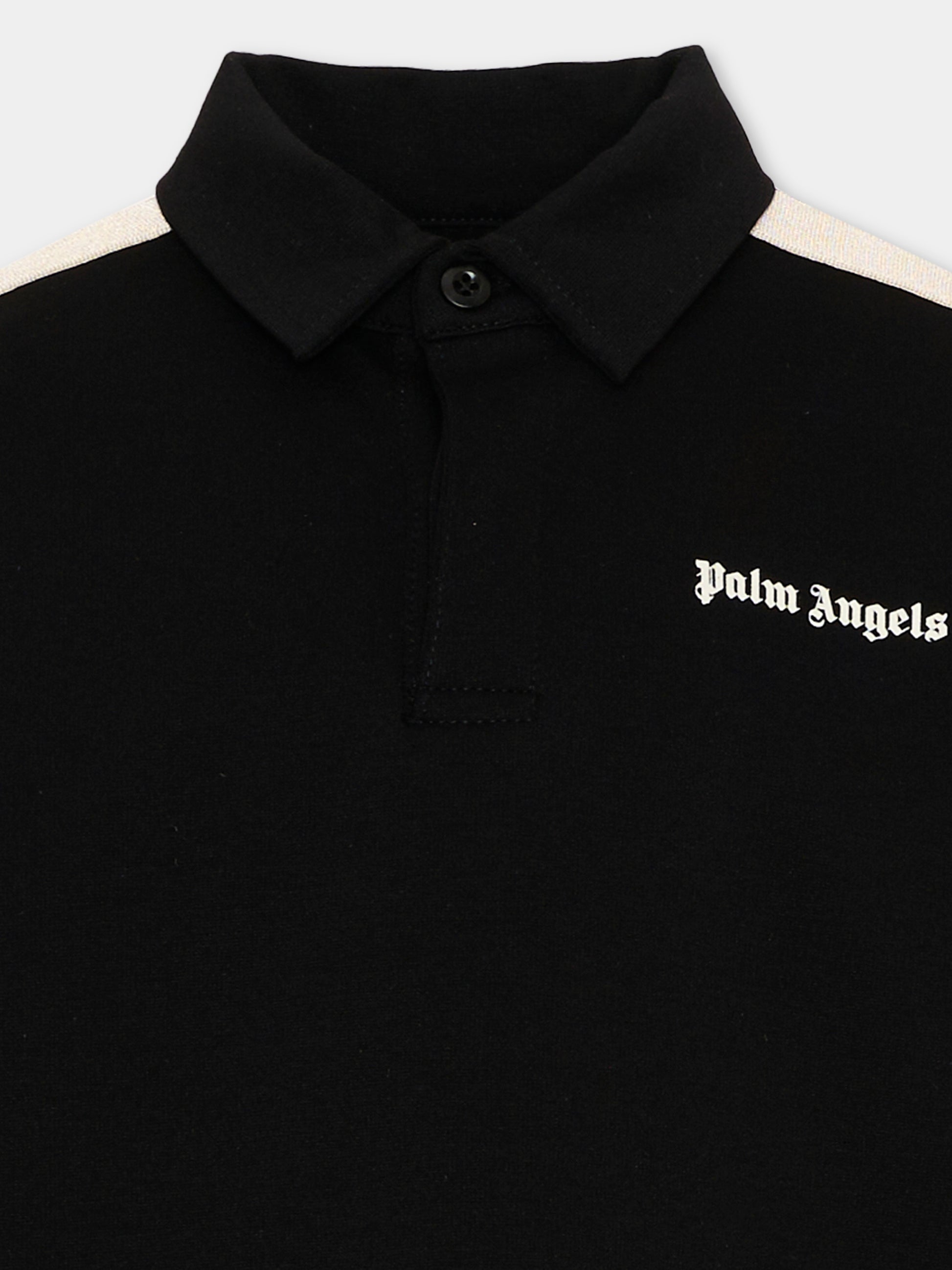 Polo nera per bambino con logo,Palm Angels,F6PAJBPO023 110