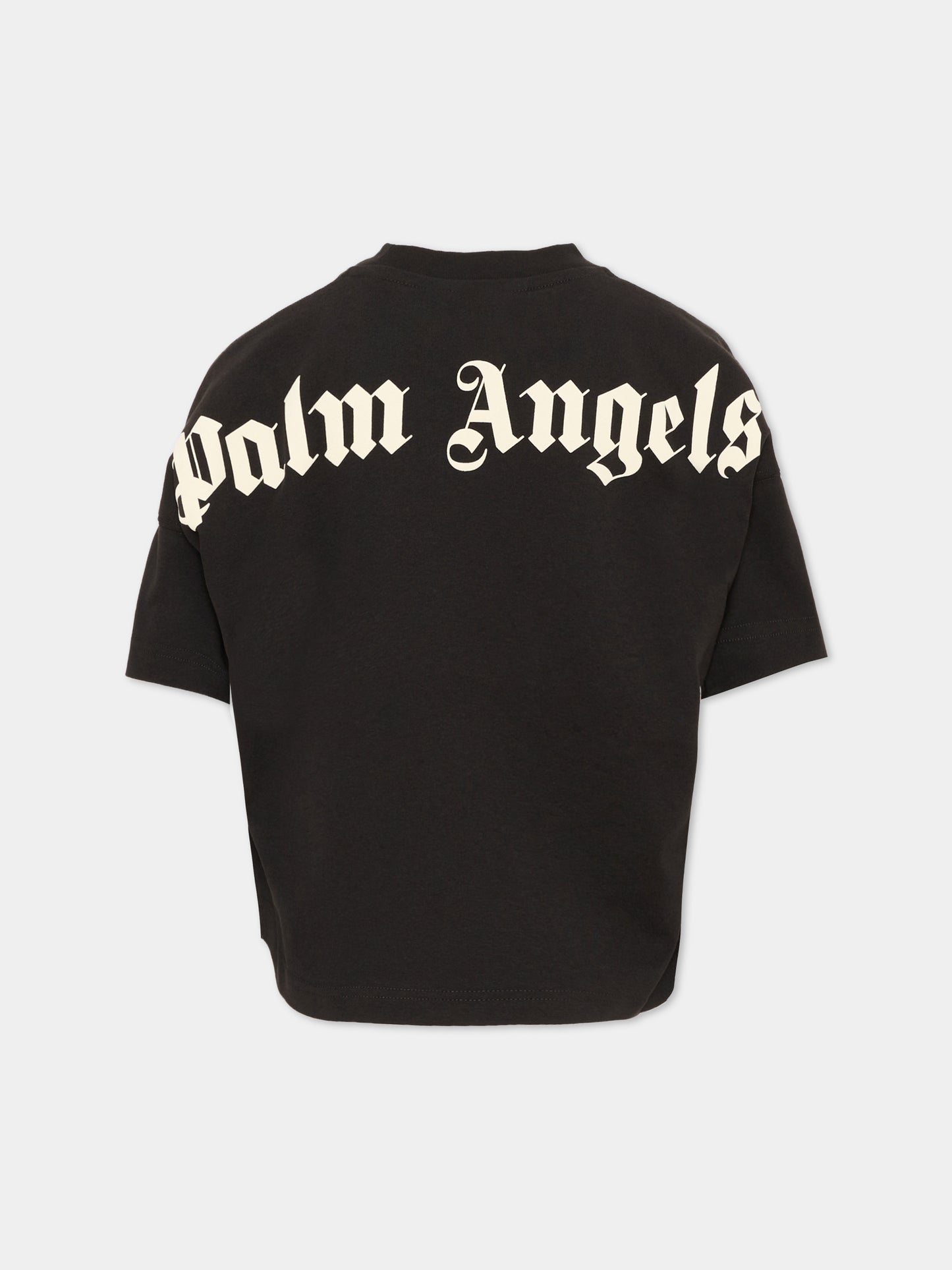T-Shirt nera per bambini con logo,Palm Angels,F6PAJBTH012 110