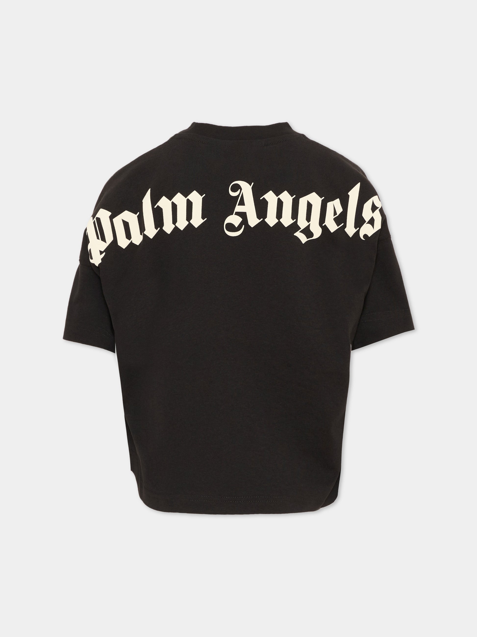 T-Shirt nera per bambini con logo,Palm Angels,F6PAJBTH012 110