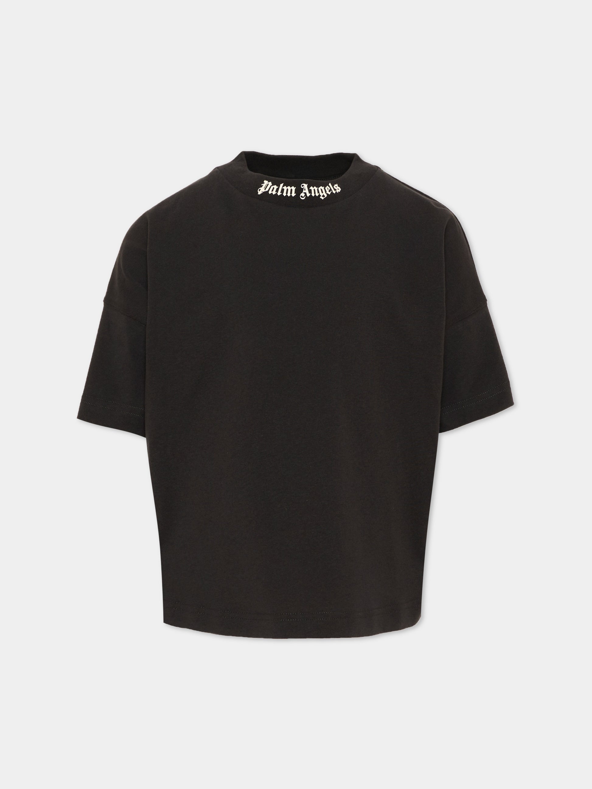 T-Shirt nera per bambini con logo,Palm Angels,F6PAJBTH012 110