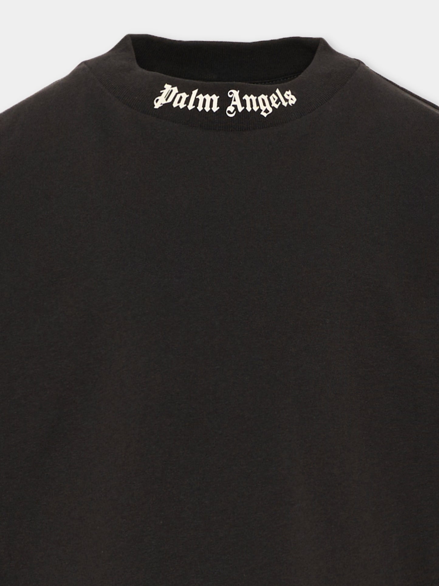 T-Shirt nera per bambini con logo,Palm Angels,F6PAJBTH012 110