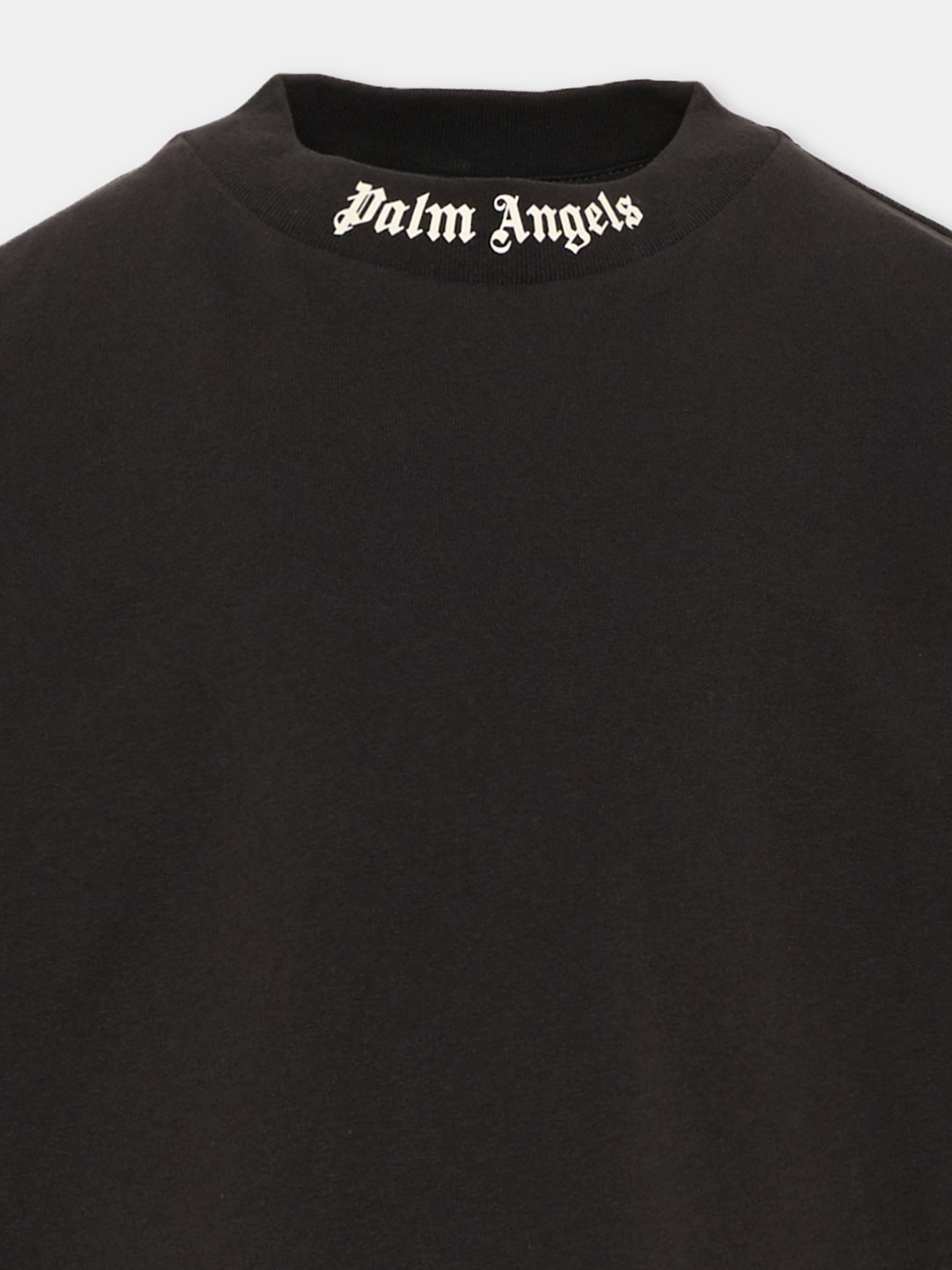 T-Shirt nera per bambini con logo,Palm Angels,F6PAJBTH012 110