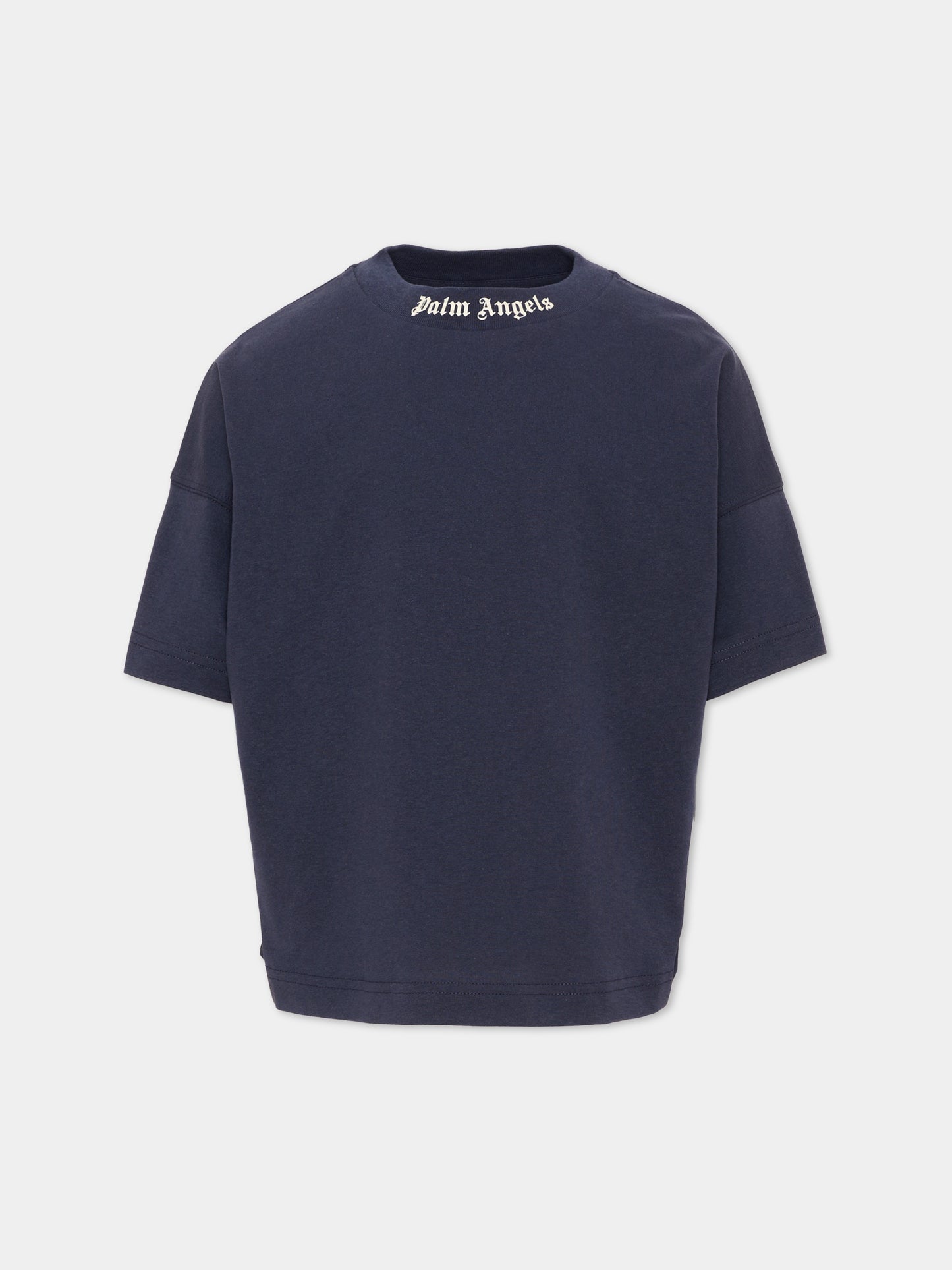 T-Shirt blu per bambini con logo,Palm Angels,F6PAJBTH012 1528