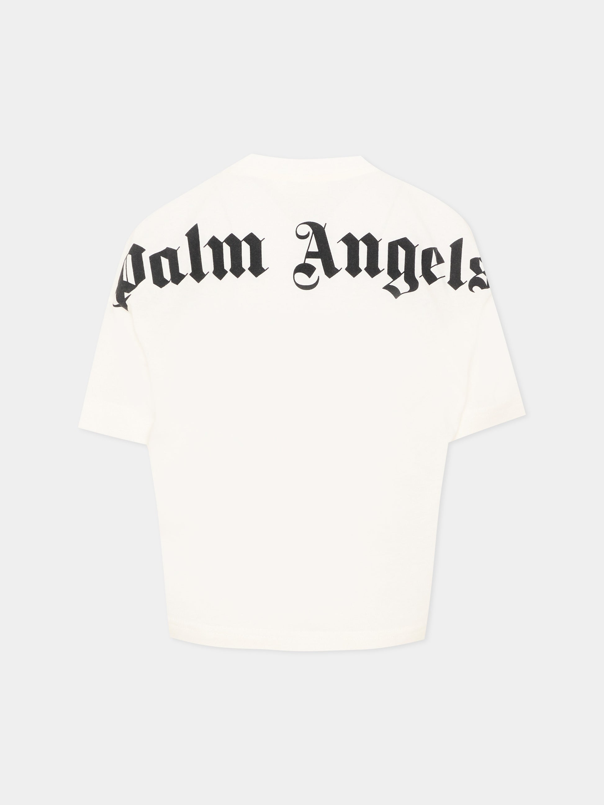 T-Shirt avorio per bambini con logo,Palm Angels,F6PAJBTH012 412