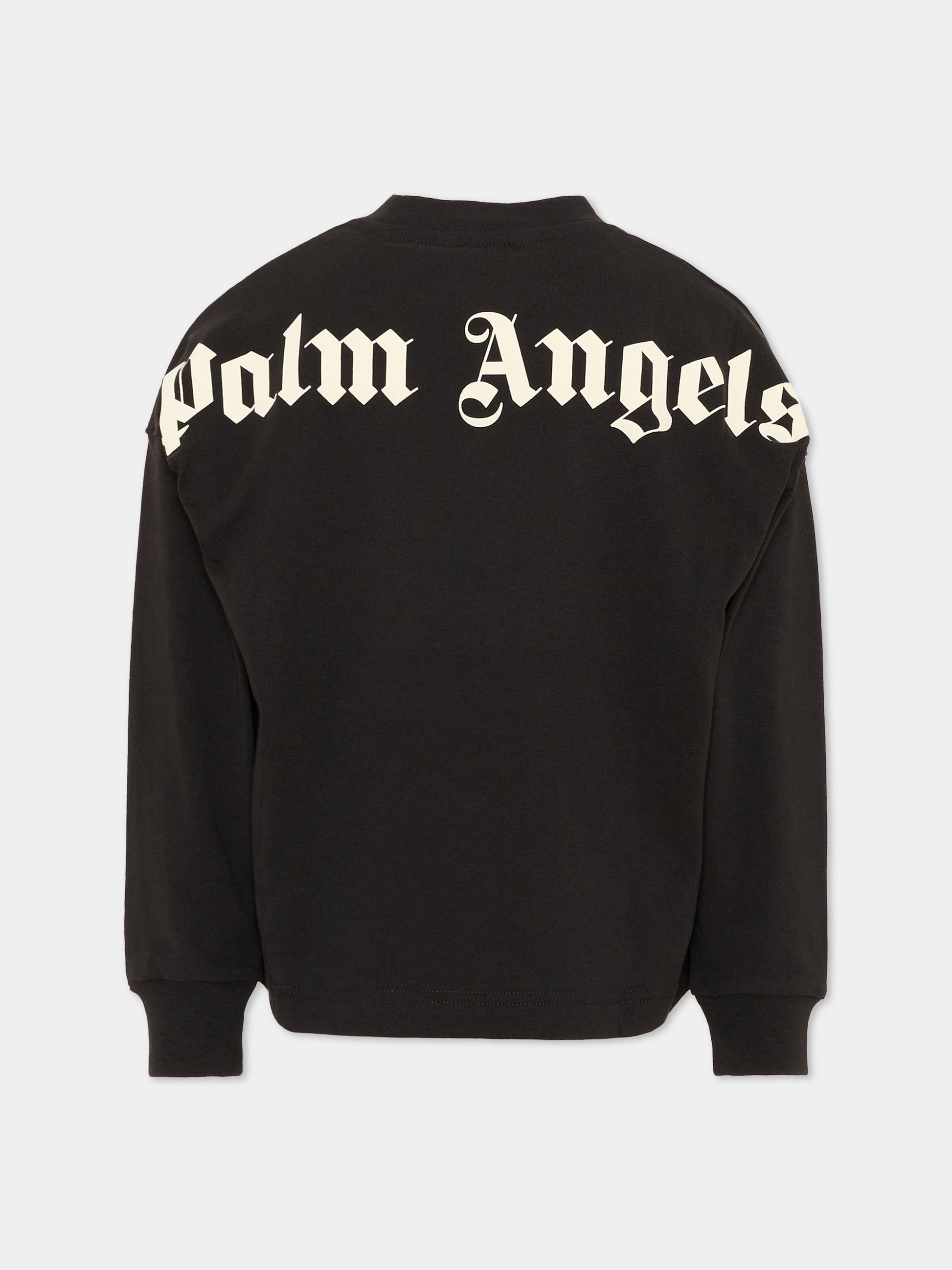 T-shirt nera per bambini con logo,Palm Angels,F6PAJBTH013 110