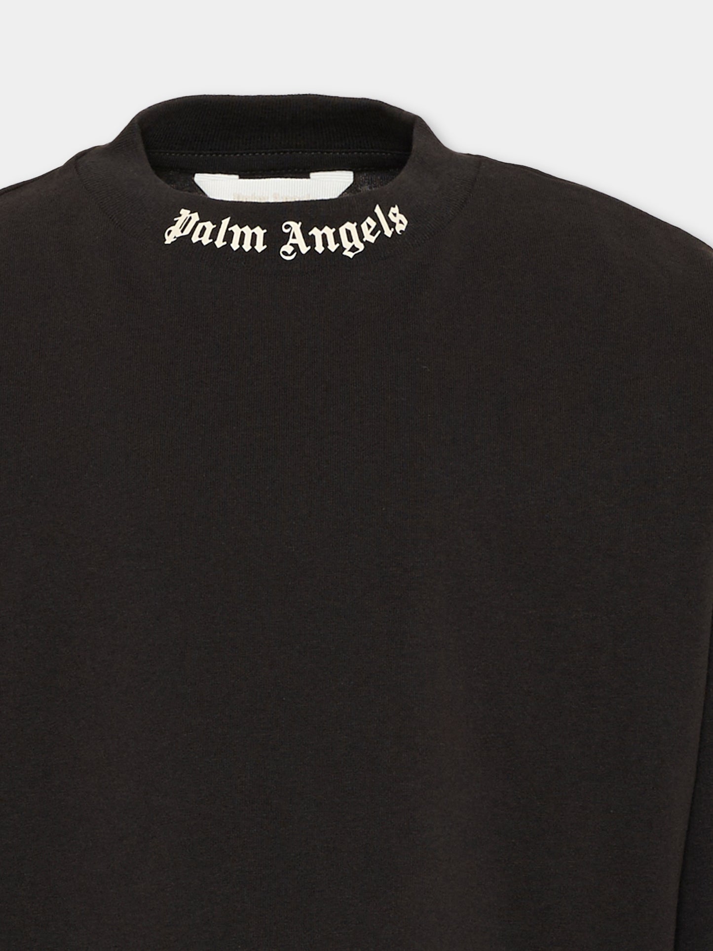 T-shirt nera per bambini con logo,Palm Angels,F6PAJBTH013 110