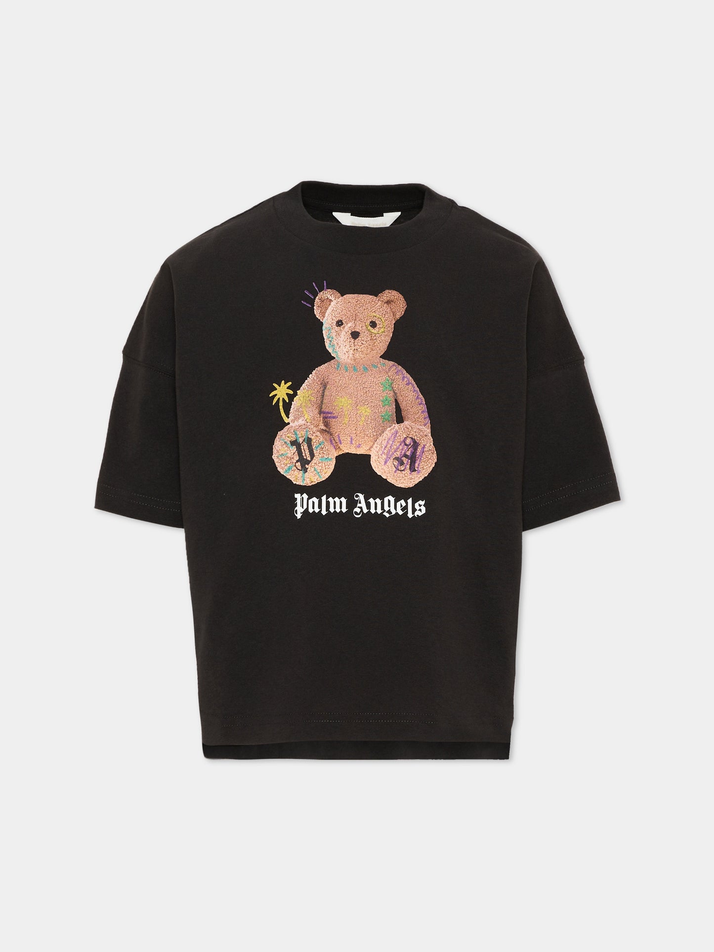 T-Shirt nera per bambini con Teddy Bear,Palm Angels,F6PAJBTH101 110