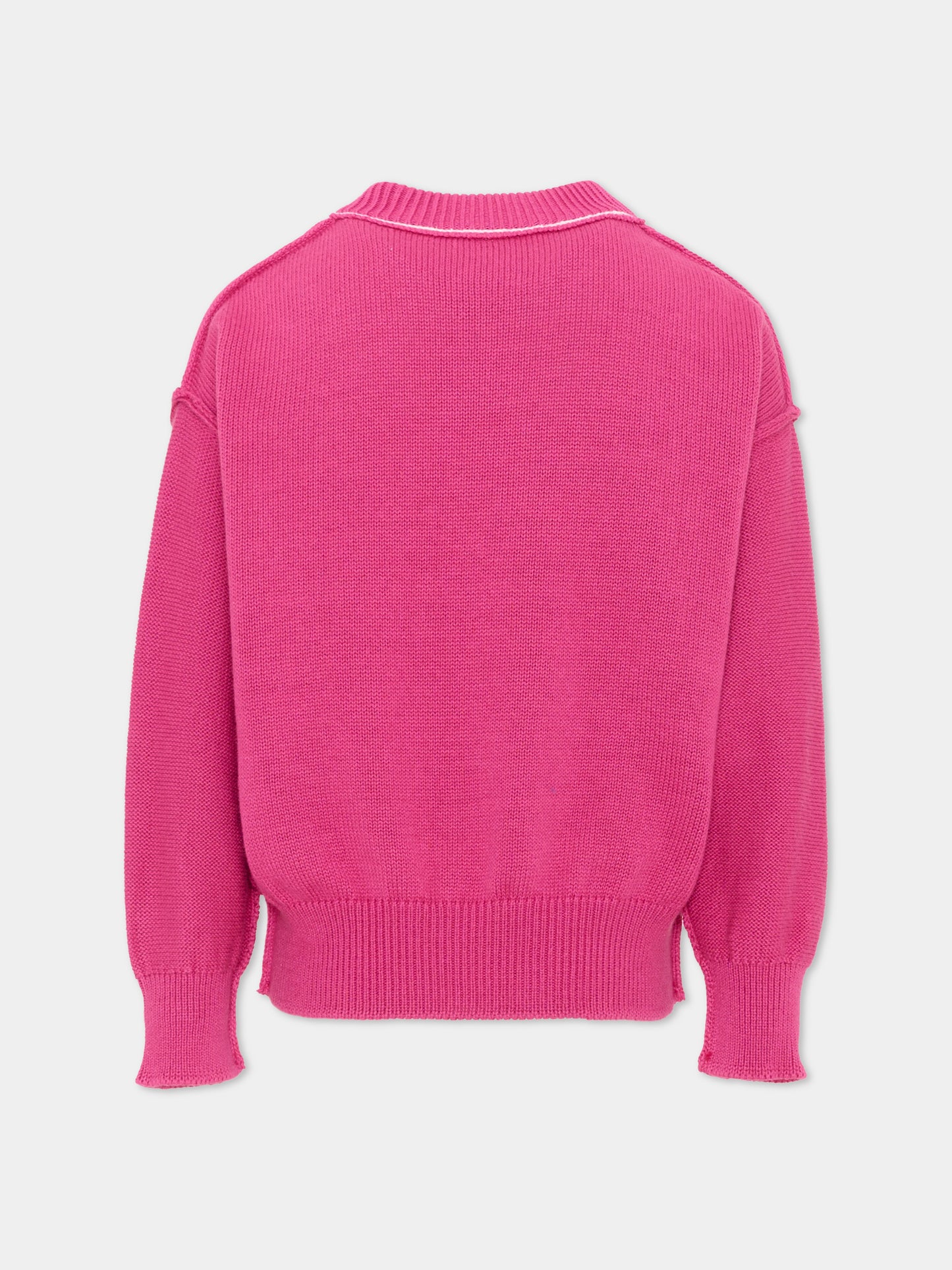 Maglione fucsia per bambina con logo,Palm Angels,F6PAJGJP155 402